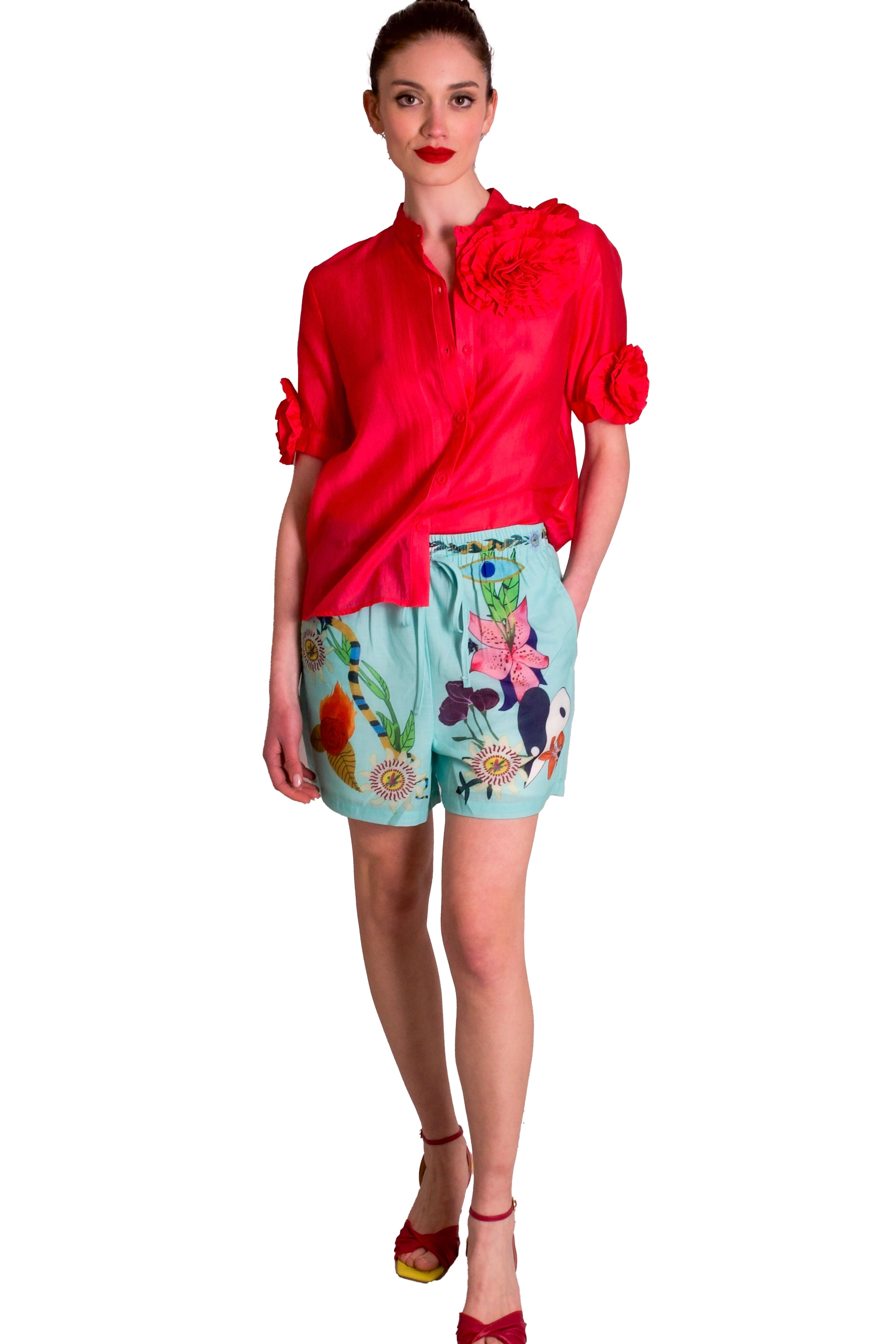Shorts in cotone con ramage PAPERLACE