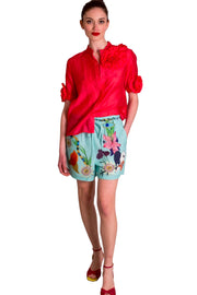 Shorts in cotone con ramage PAPERLACE