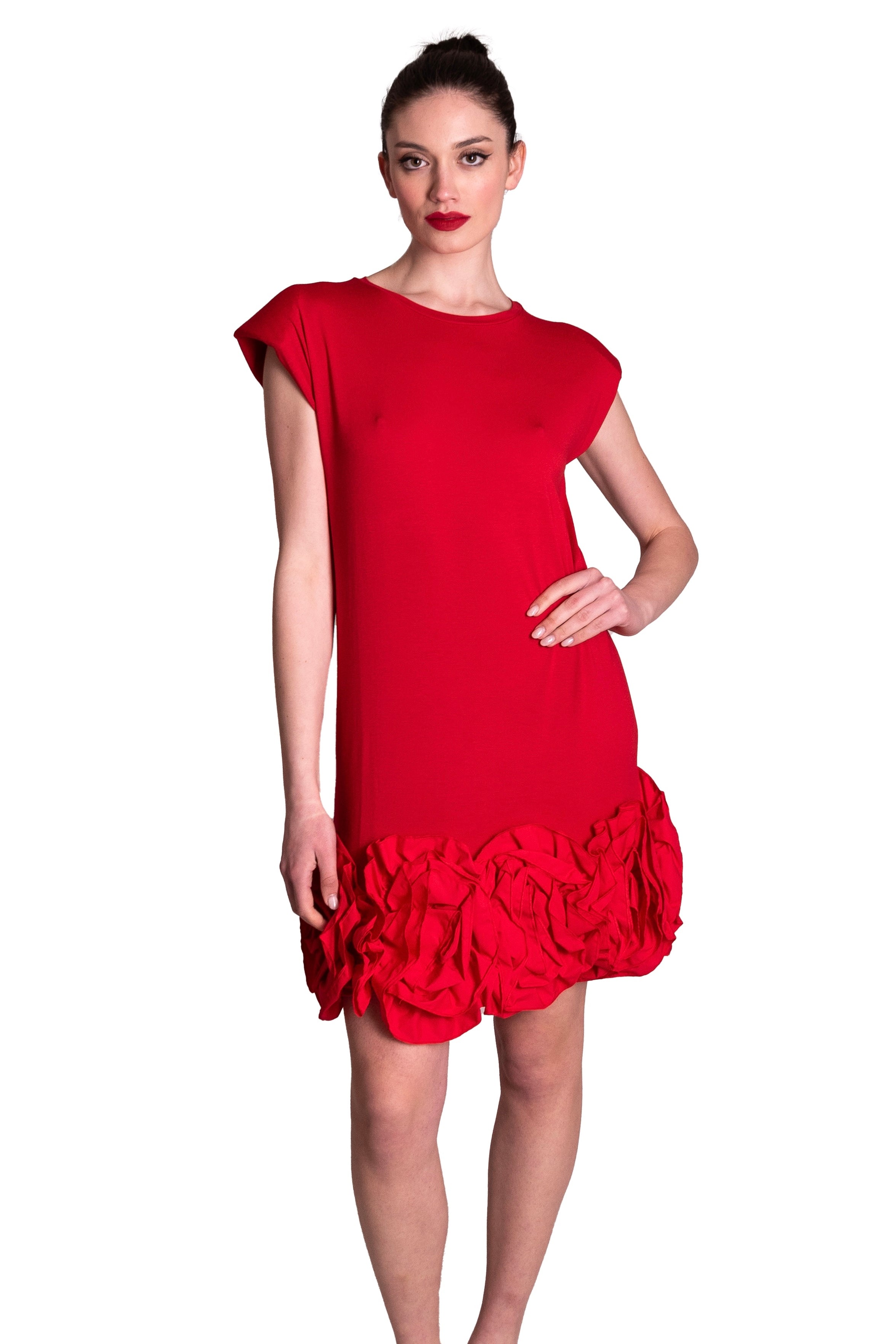 Mini abito in jersey dettaglio rouches fiori GINA GORGEOUS