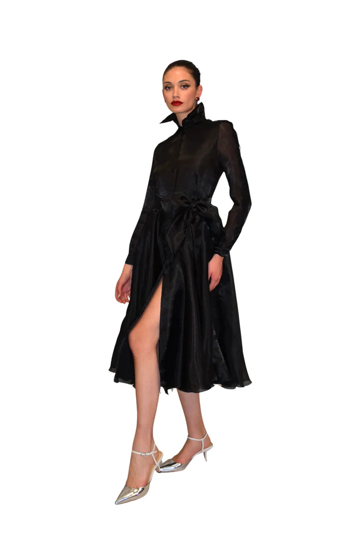 Abito a ruota in organza dettaglio pizzo ATELIER LEGORA