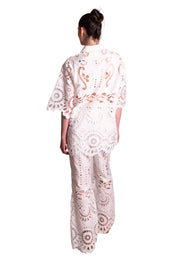 Pantaloni di cotone con ricami traforati LAFTY LIE