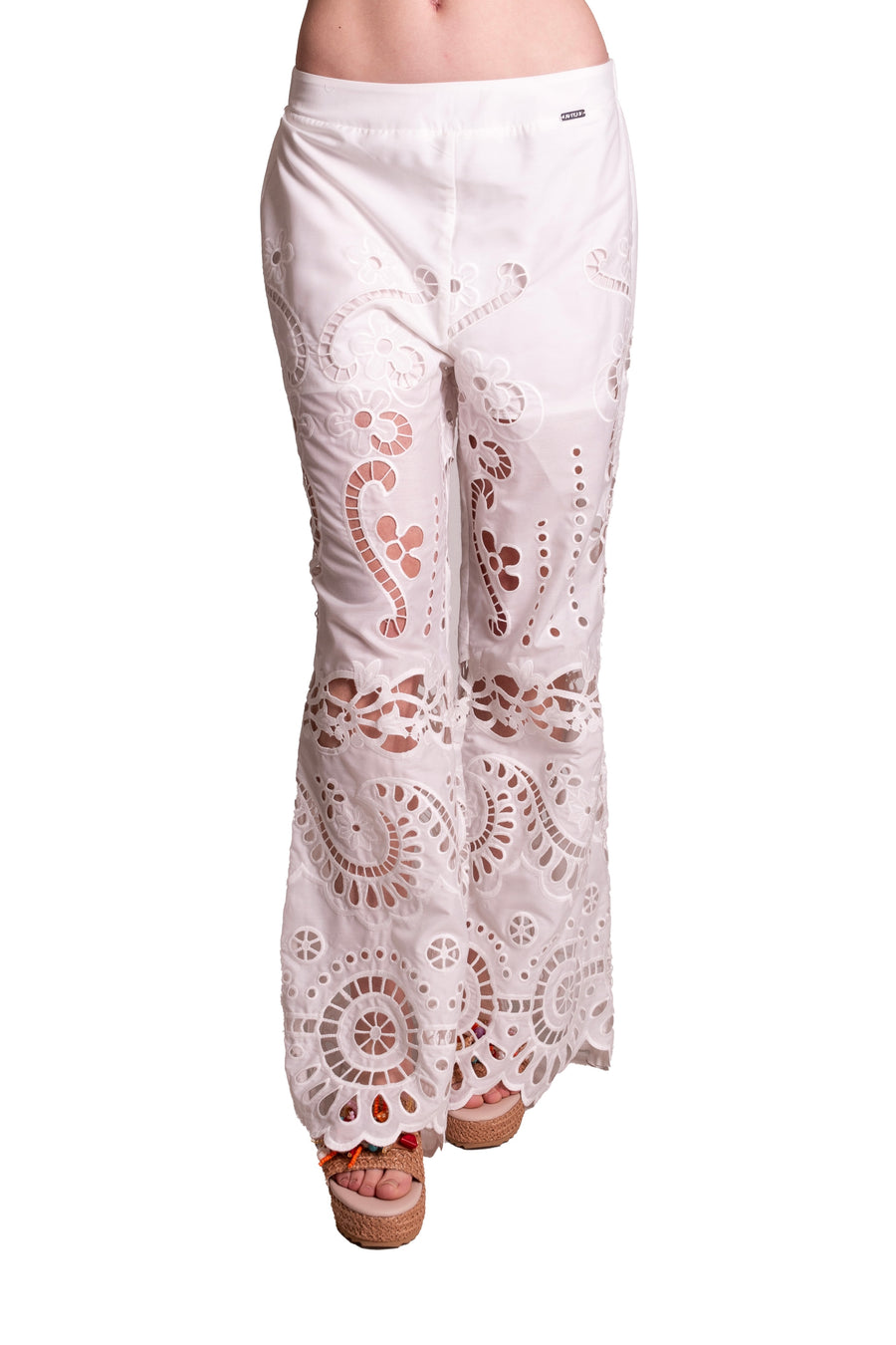 Pantaloni di cotone con ricami traforati LAFTY LIE