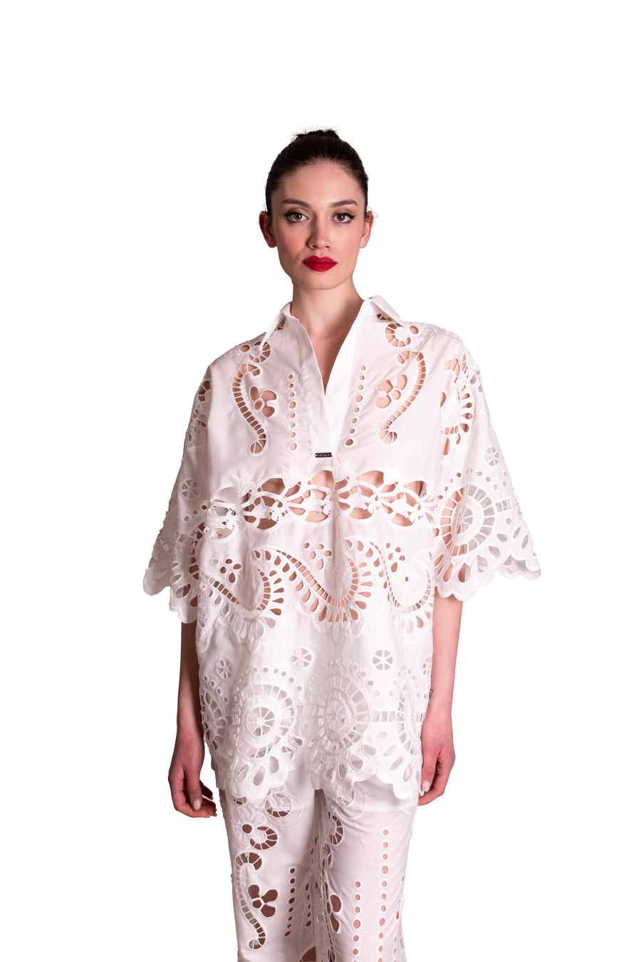 Camicia di cotone con ricami traforati LAFTY LIE