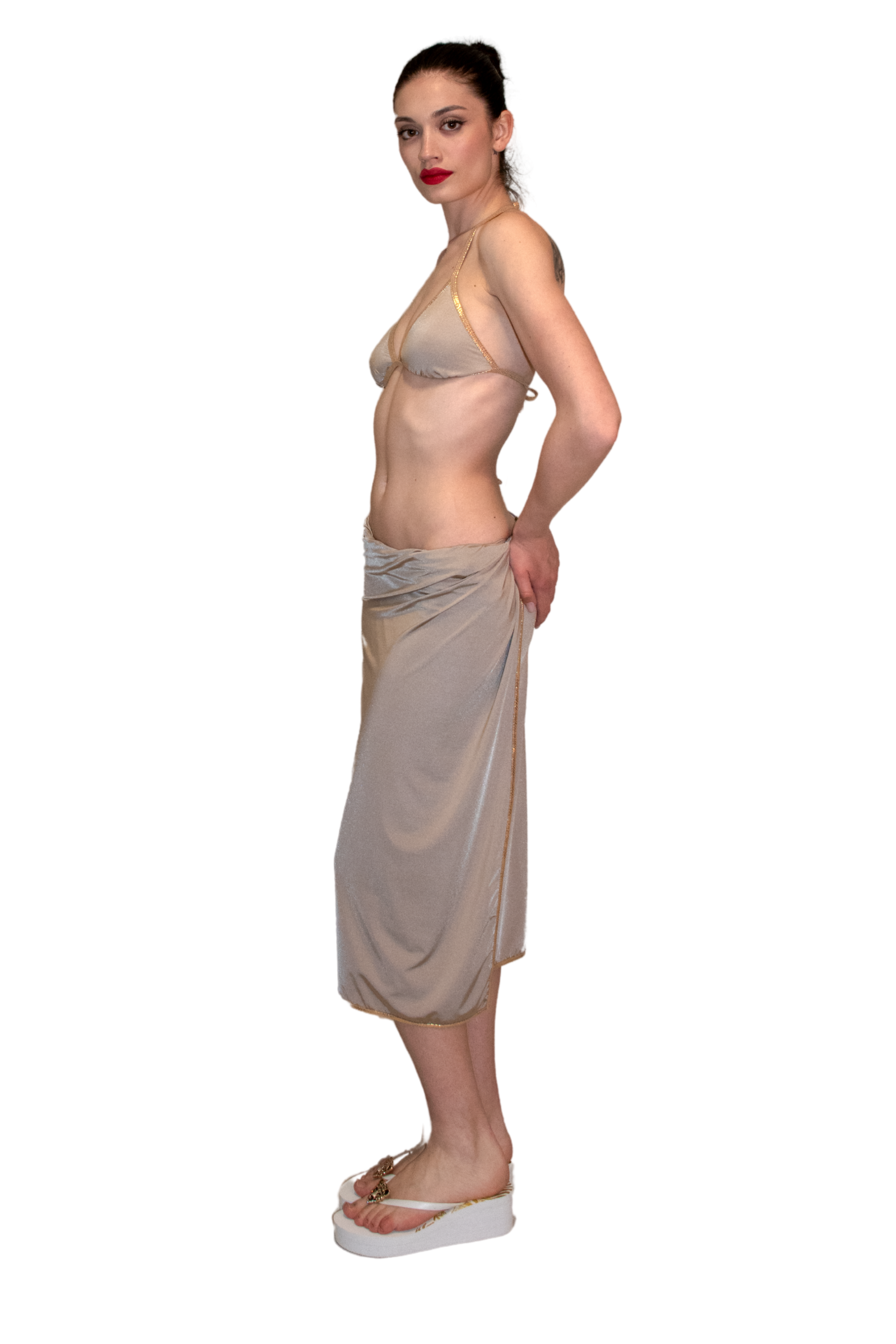 Pareo in lycra lucida con finiture laminate effetto pitone DRYCRI