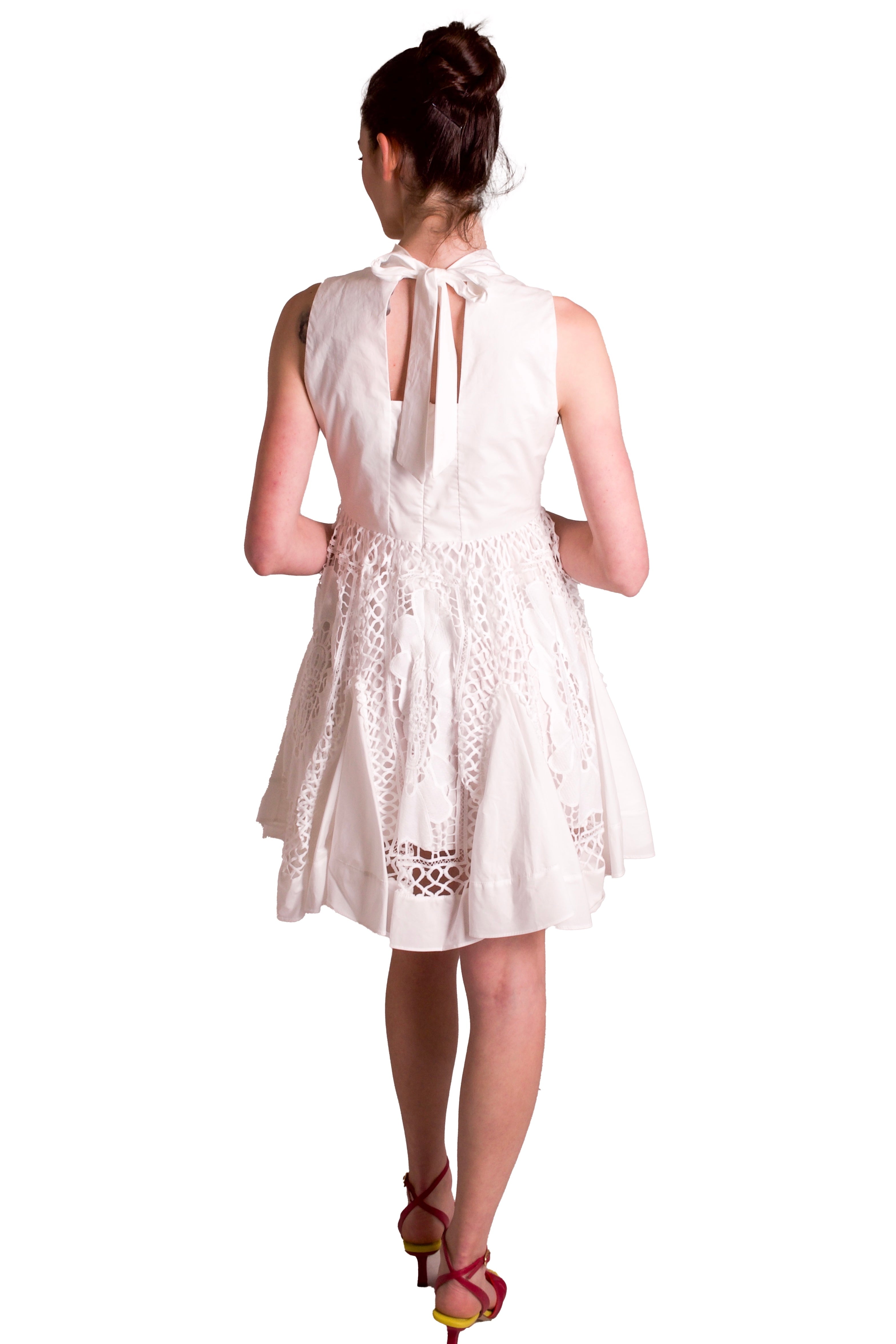 Abito svasato in cotone e pizzo macramè PAPERLACE