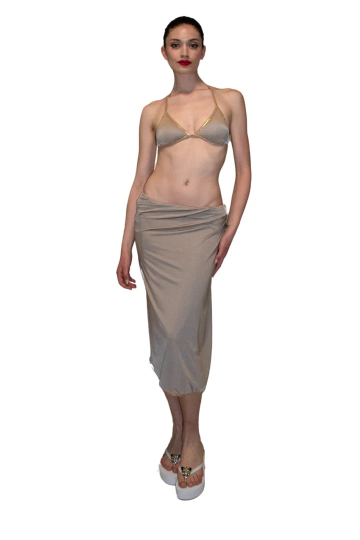 Pareo in lycra lucida con finiture laminate effetto pitone DRYCRI