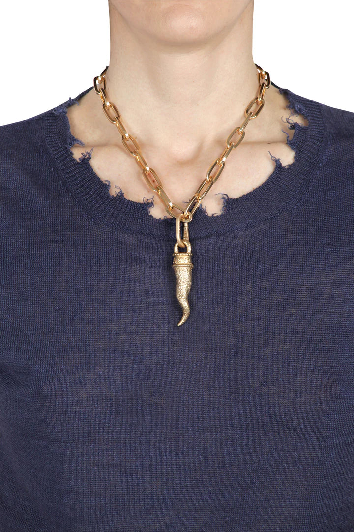 Ciondolo corno in metallo argento opaco ALEVA' BIJOUX