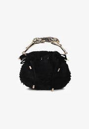 Borsa in Tessuto Rosette con Manico Leopardo in Metallo LOLA CASADEMUNT