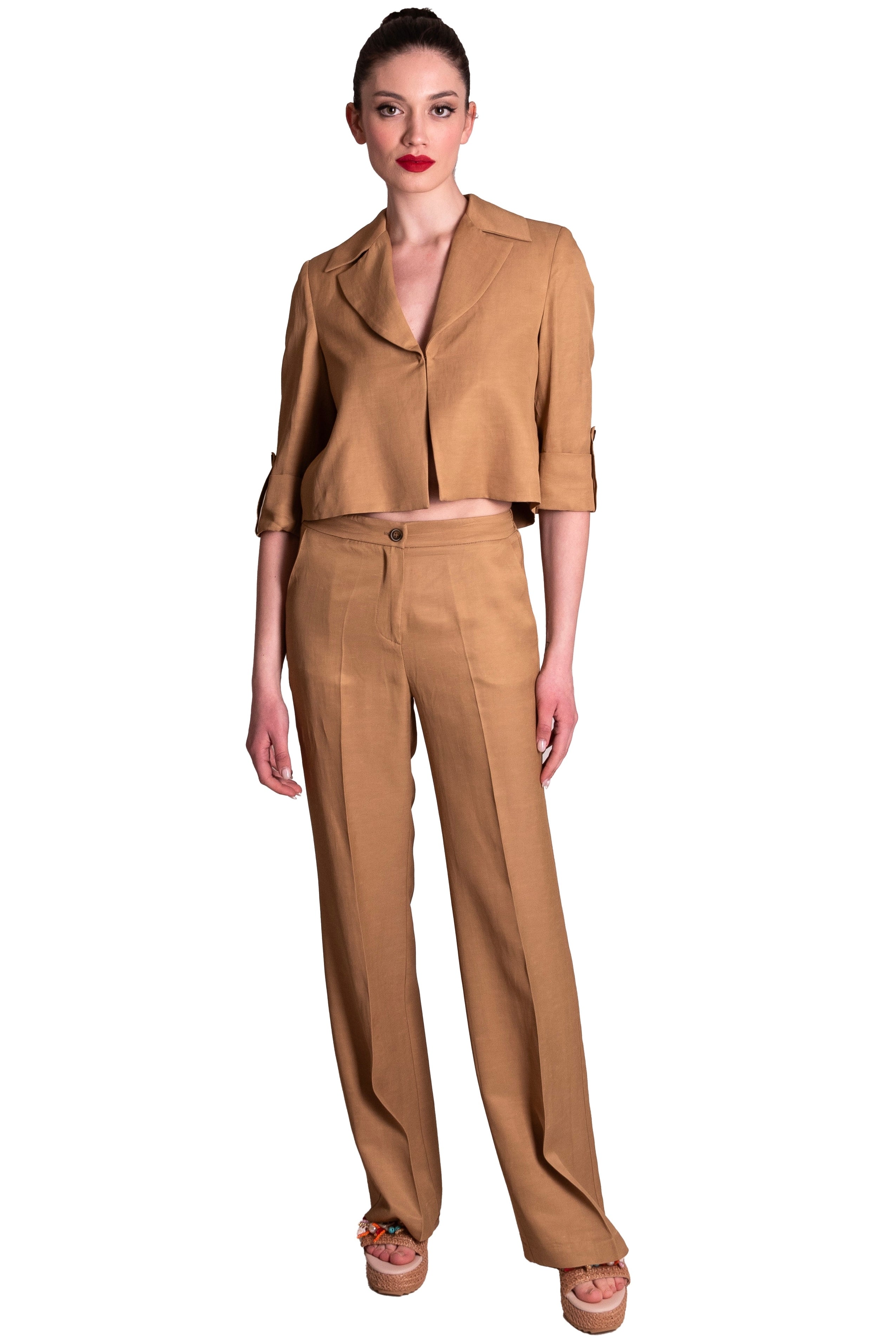 Pantaloni palazzo in lino lucido ANITIE'