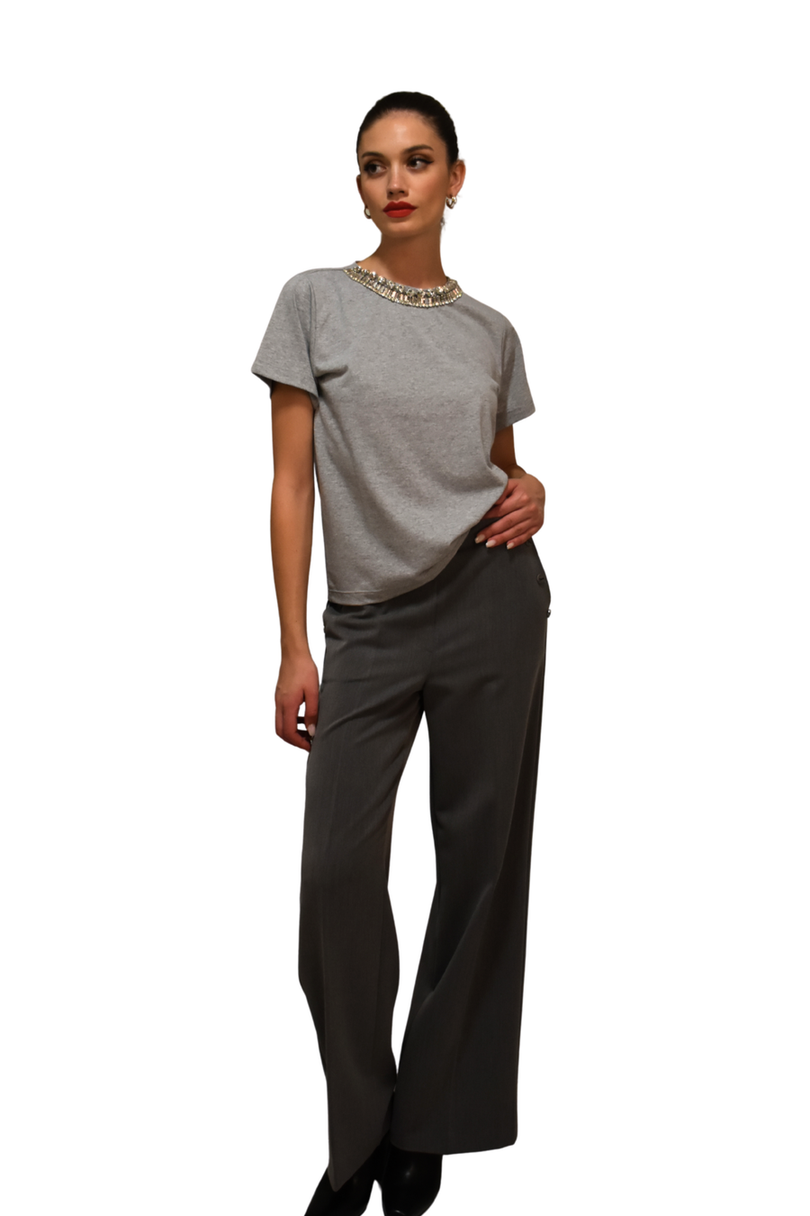 T-shirt di cotone con applicazioni cristalli LAFTY LIE