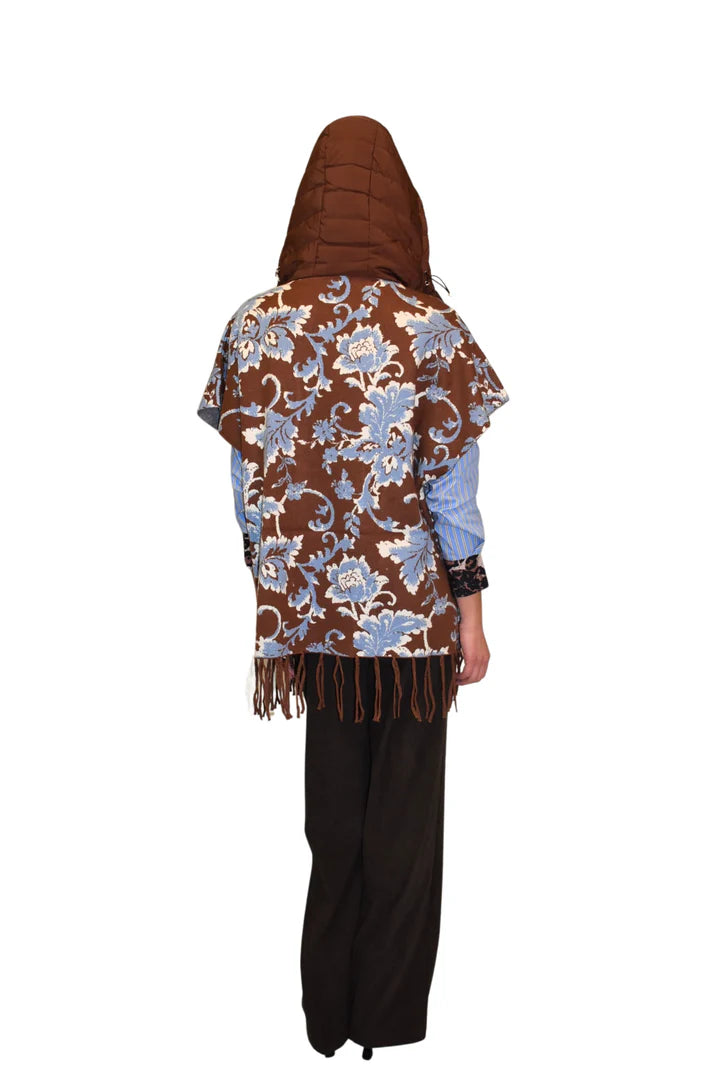 Cardigan con cappuccio in maglia jacquard e inserti di nylon Z.O.E.