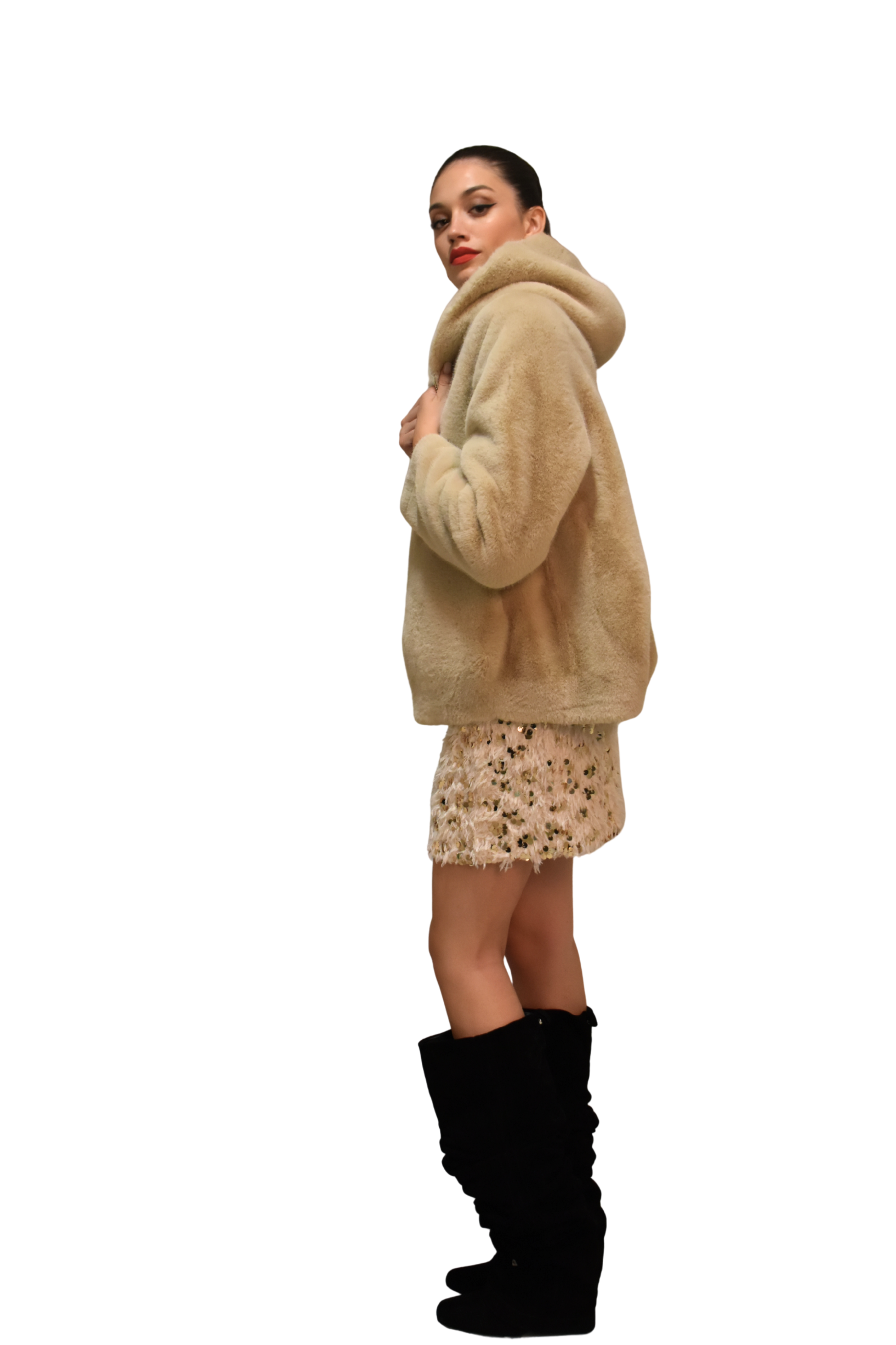 Blouson con cappuccio in ecopelliccia ANITIE'