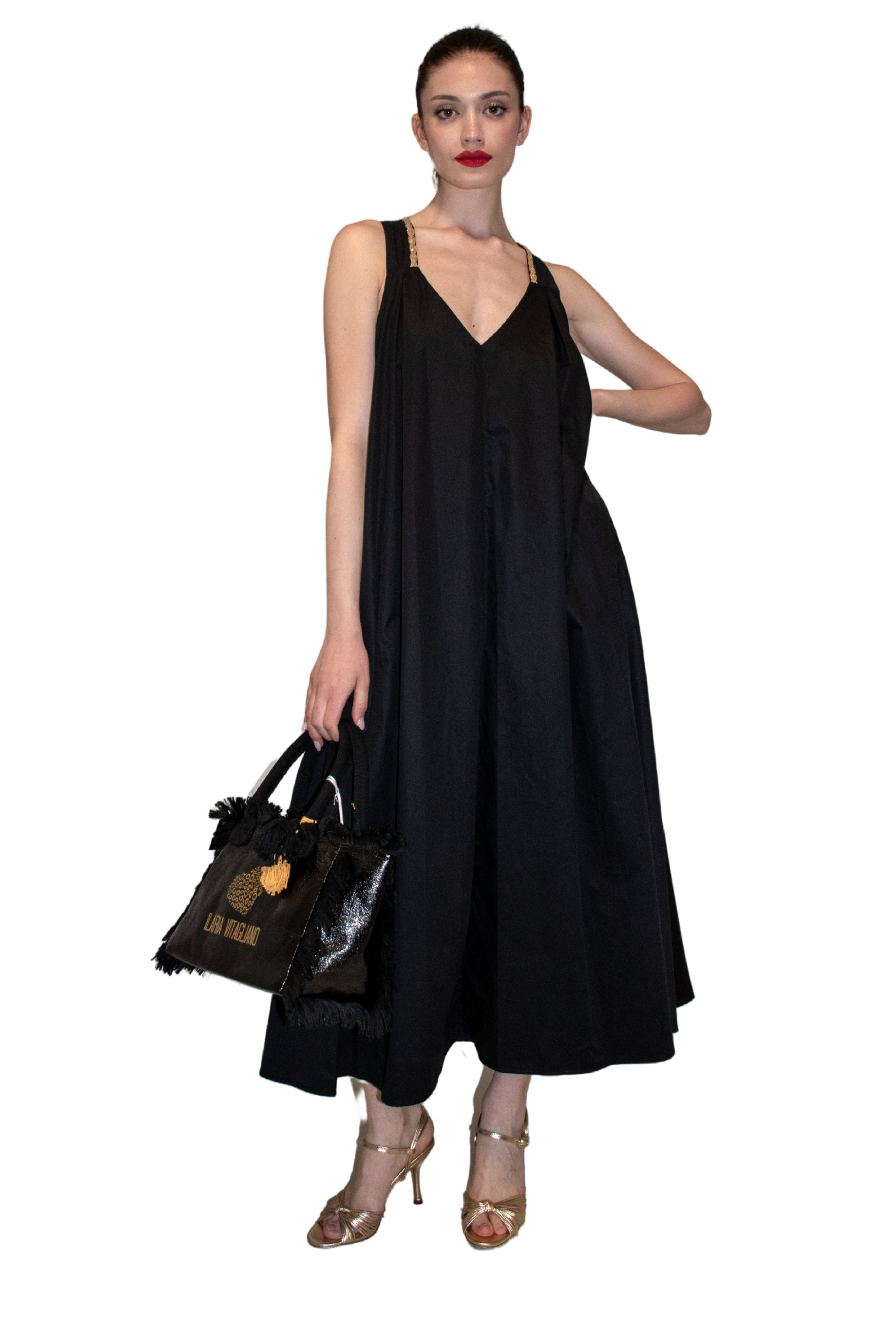 Borsa piccola in tessuto spalmato con logo ILARIA VITAGLIANO