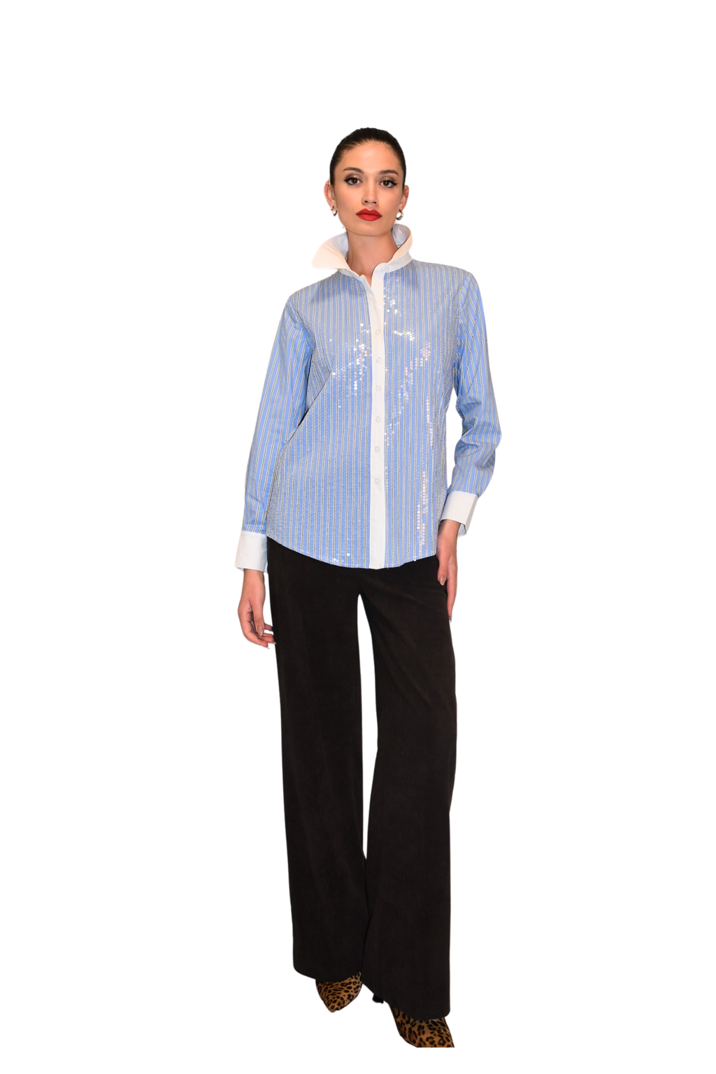 Camicia Di cotone a righe con paillettes Z.O.E.