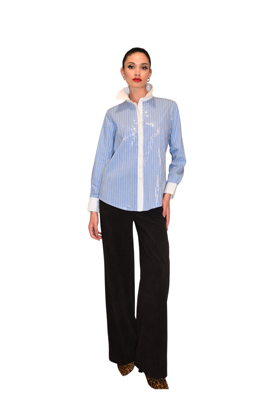 Camicia Di cotone a righe con paillettes Z.O.E.