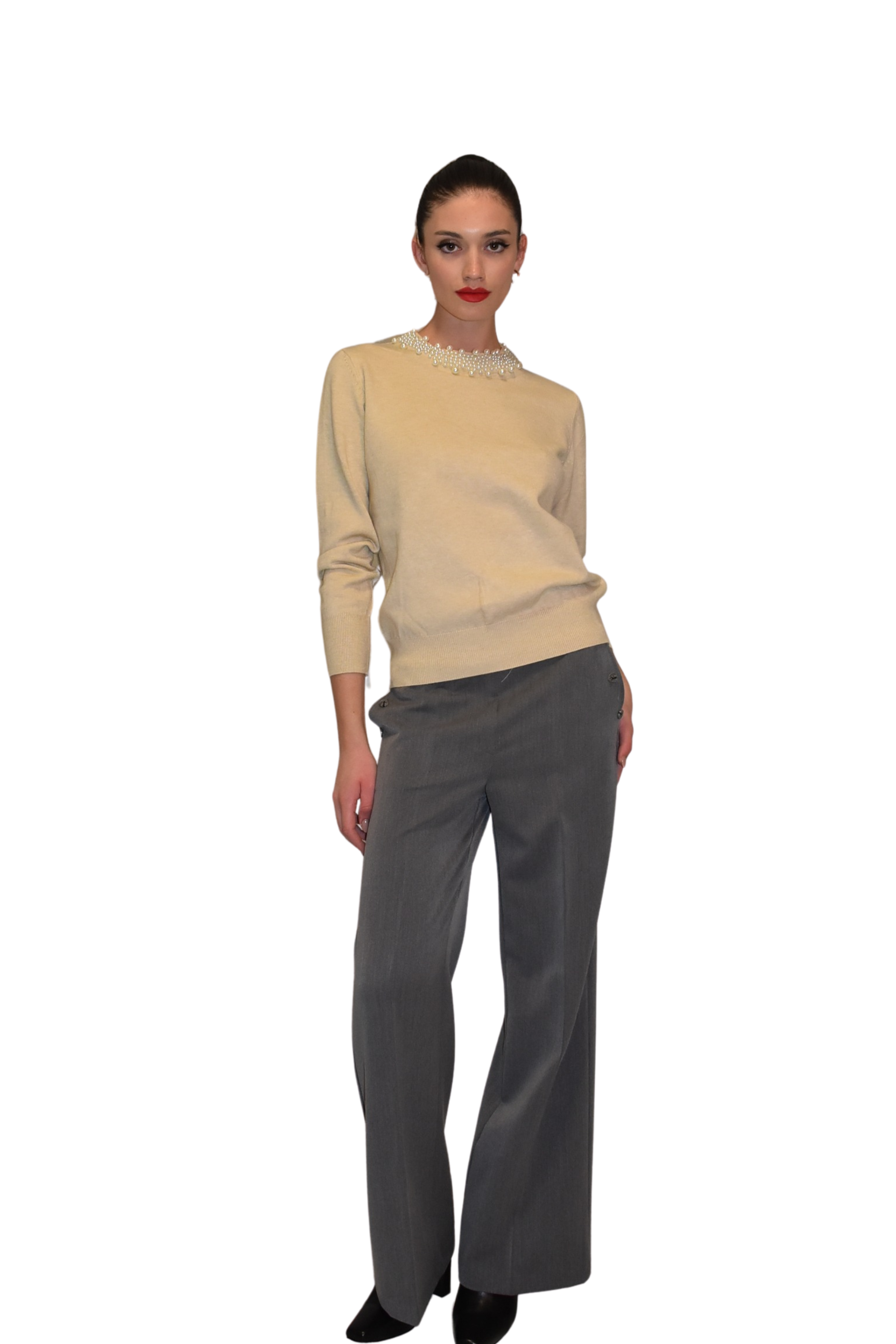 Maglia in cotone caldo con perle PAPERLACE