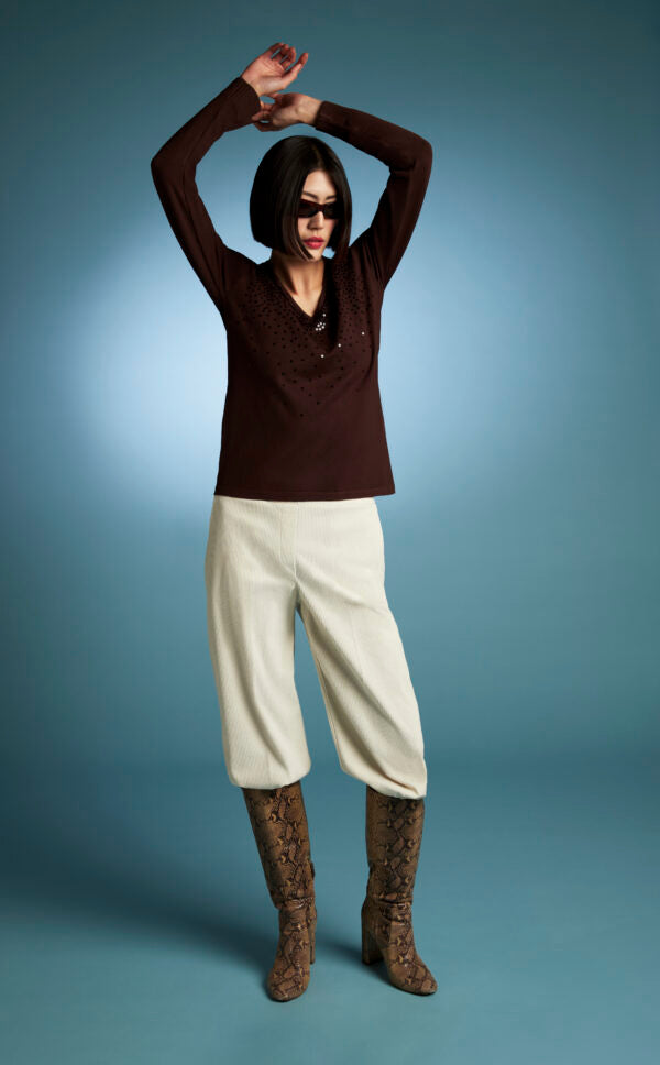 Maglia a V con paillettes Z.O.E.