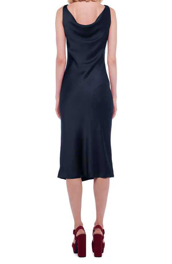 Abito Midi In Satin nero Con Collo Ad Anello NORMA KAMALI