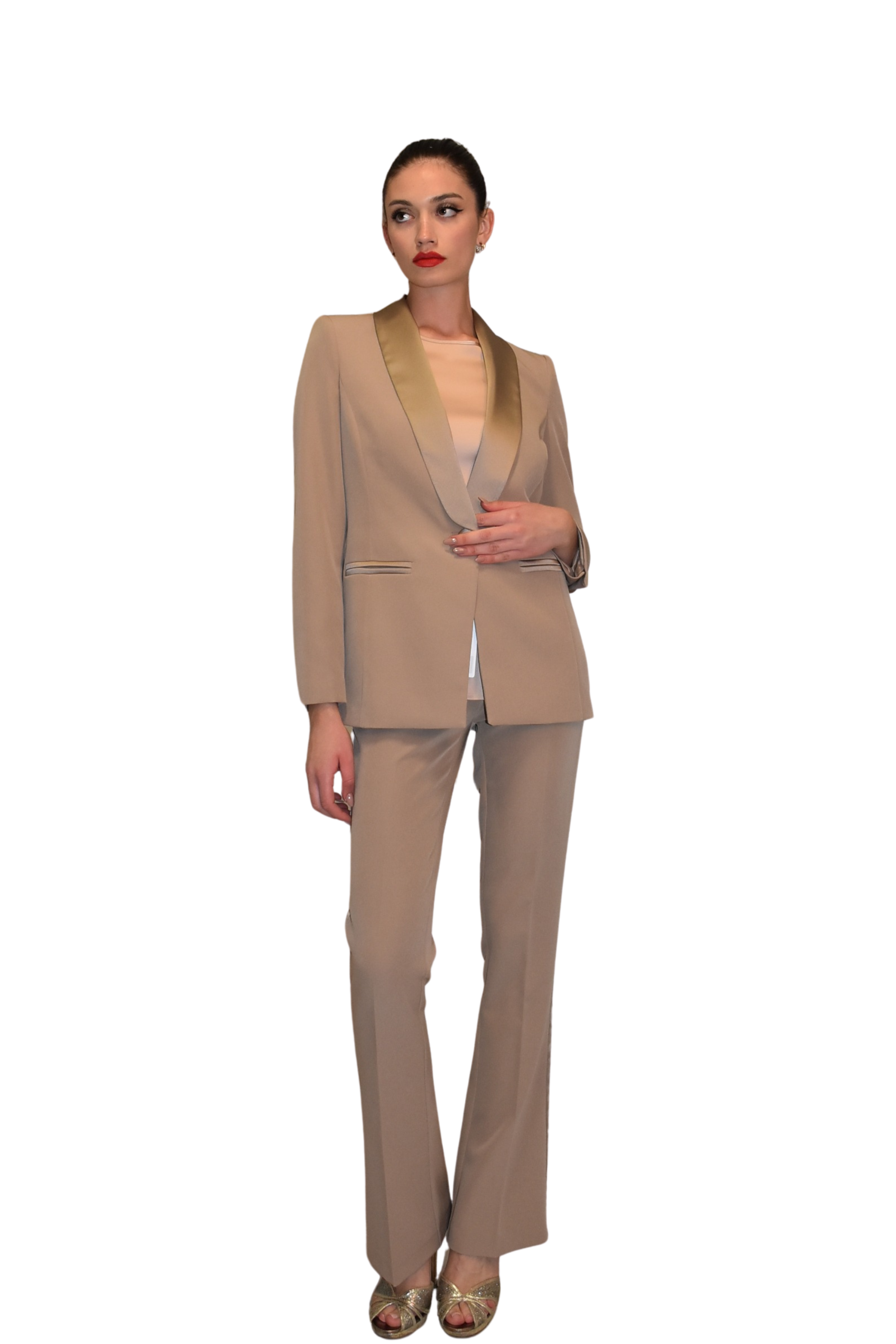 Pantalone a trombetta con bande di raso CLO'