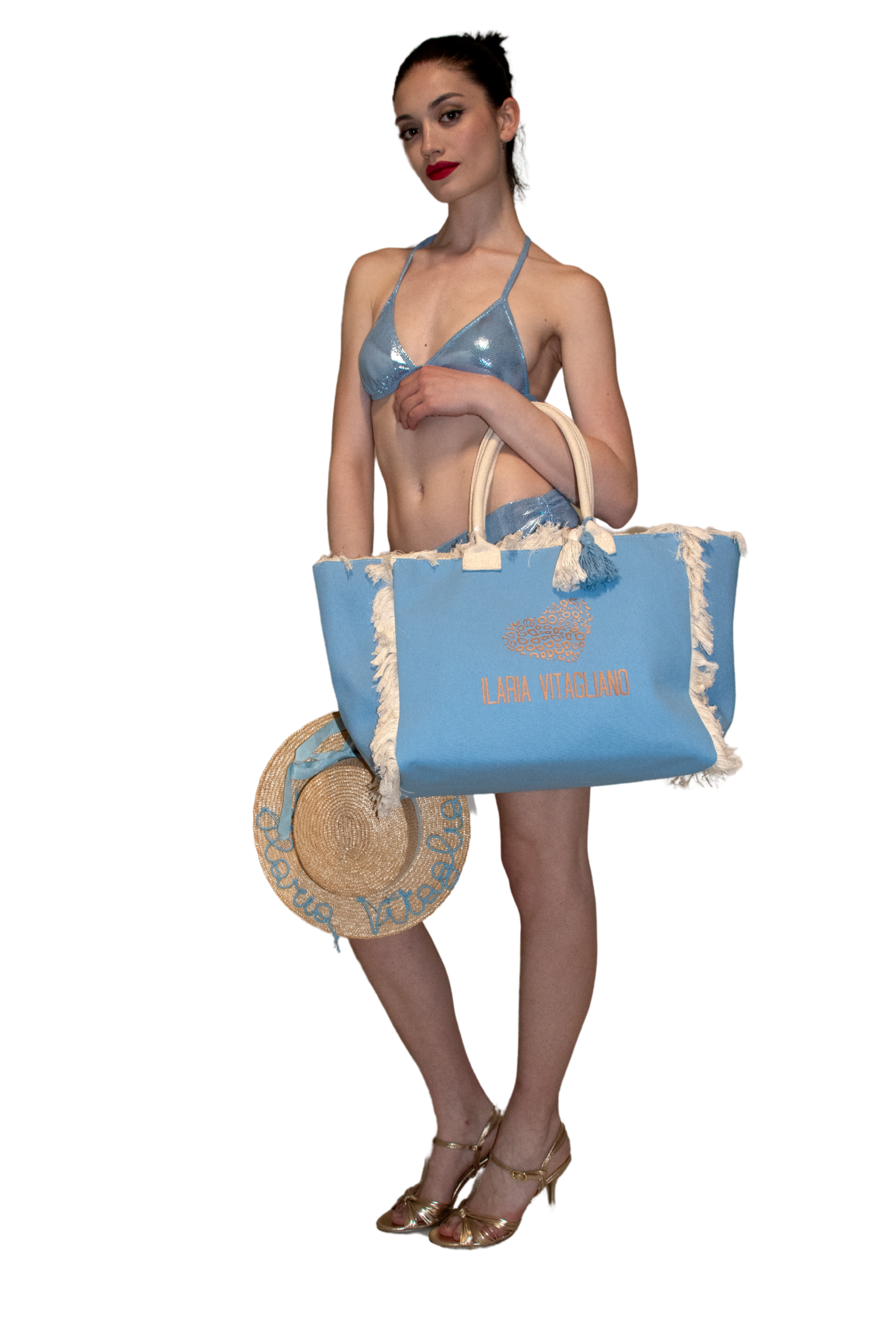 Borsa mare in canvas con logo ILARIA VITAGLIANO