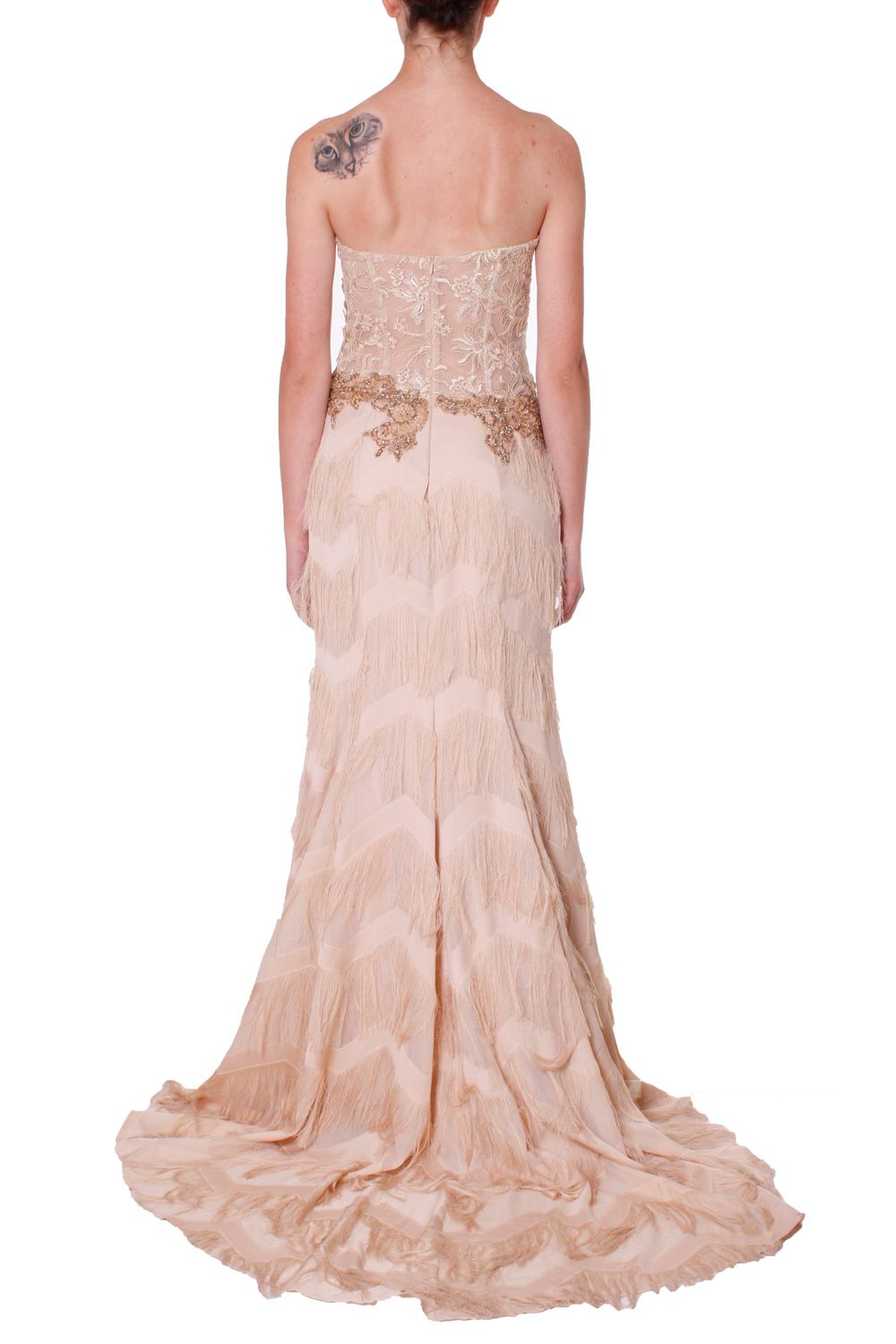 Abito bustier lungo con frange XCLSV