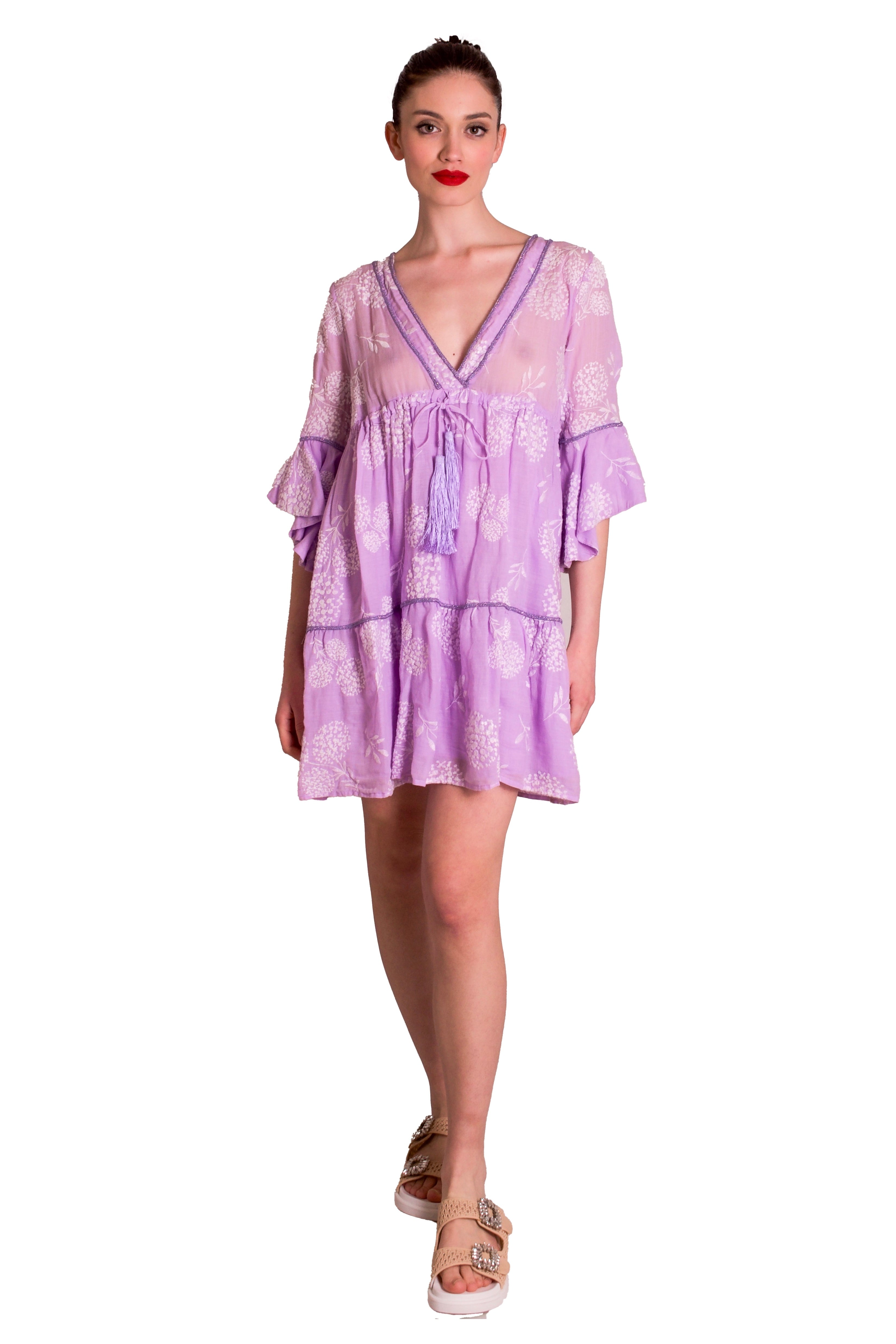 Caftano svasato in tessuto ricamato PHO