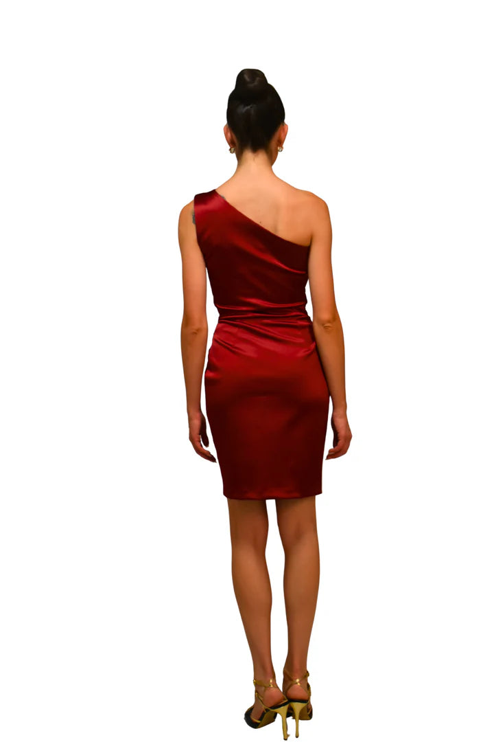 Abito Zenax in satin con scollo Asimmetrico CHIARA BONI