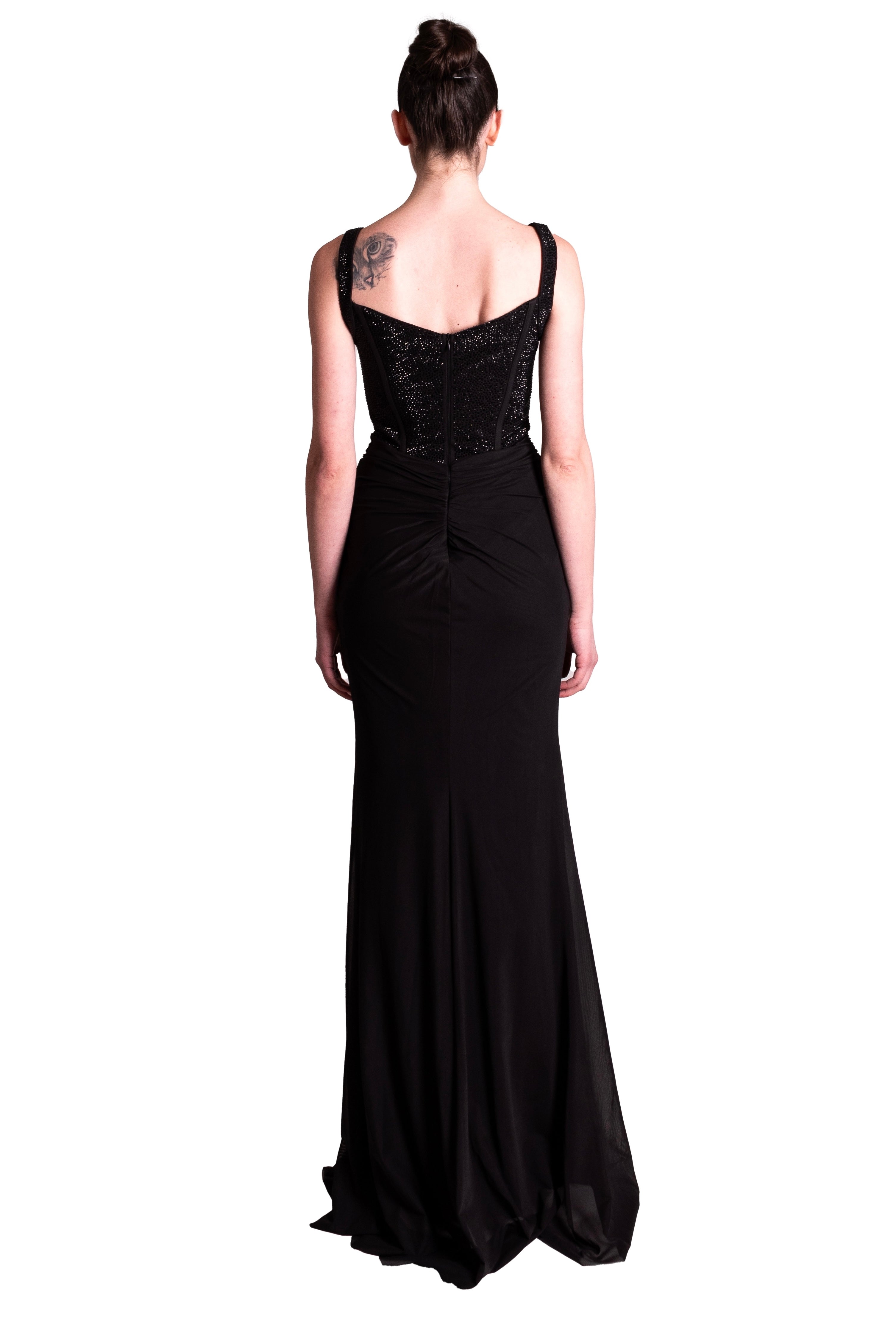 Abito Lungo steccato con drappeggi e punti luce META 4