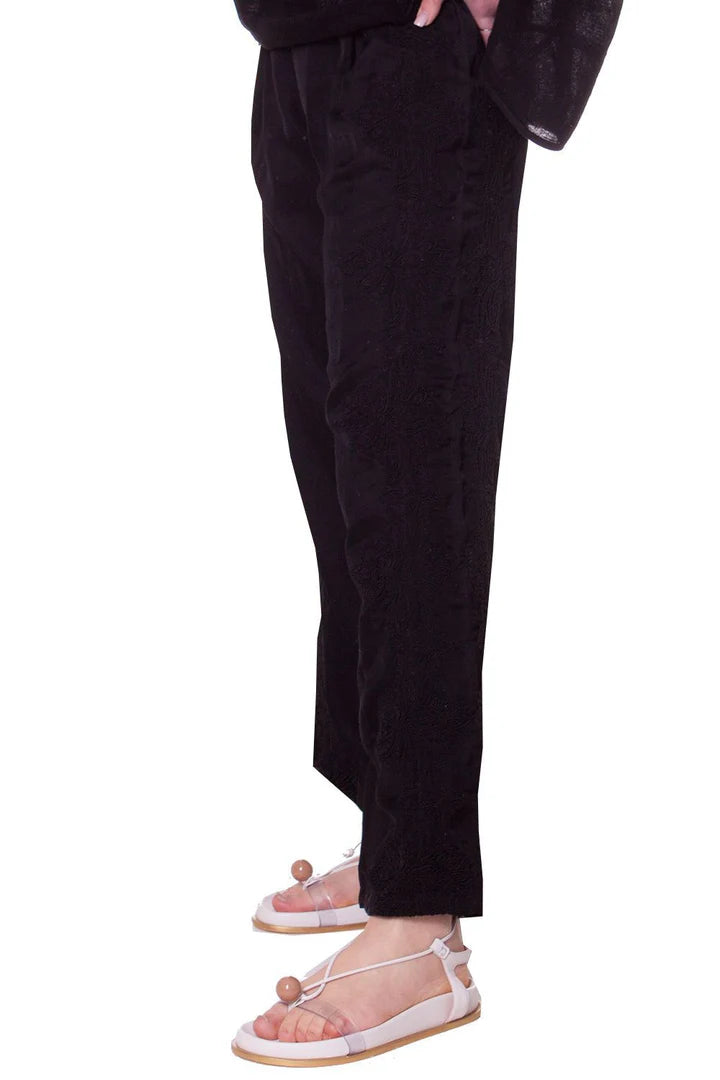 Pantaloni A Vita Alta Con Bande Di Pizzo MAURIZIO