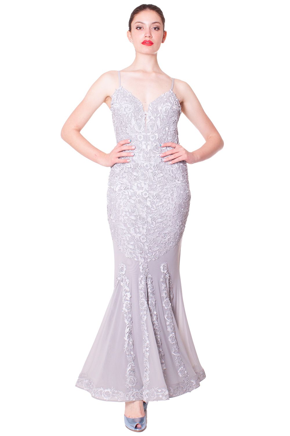 Abito Lungo Con Godè In Pizzo Macramè FOREVER UNIQUE