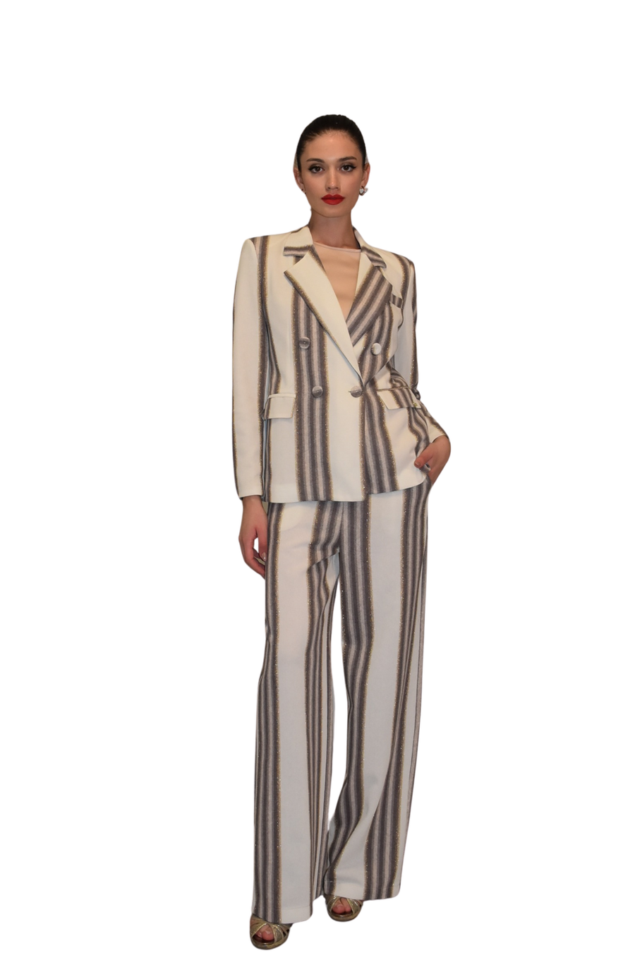 Giacca doppiopetto in tessuto rachel con lurex PHO