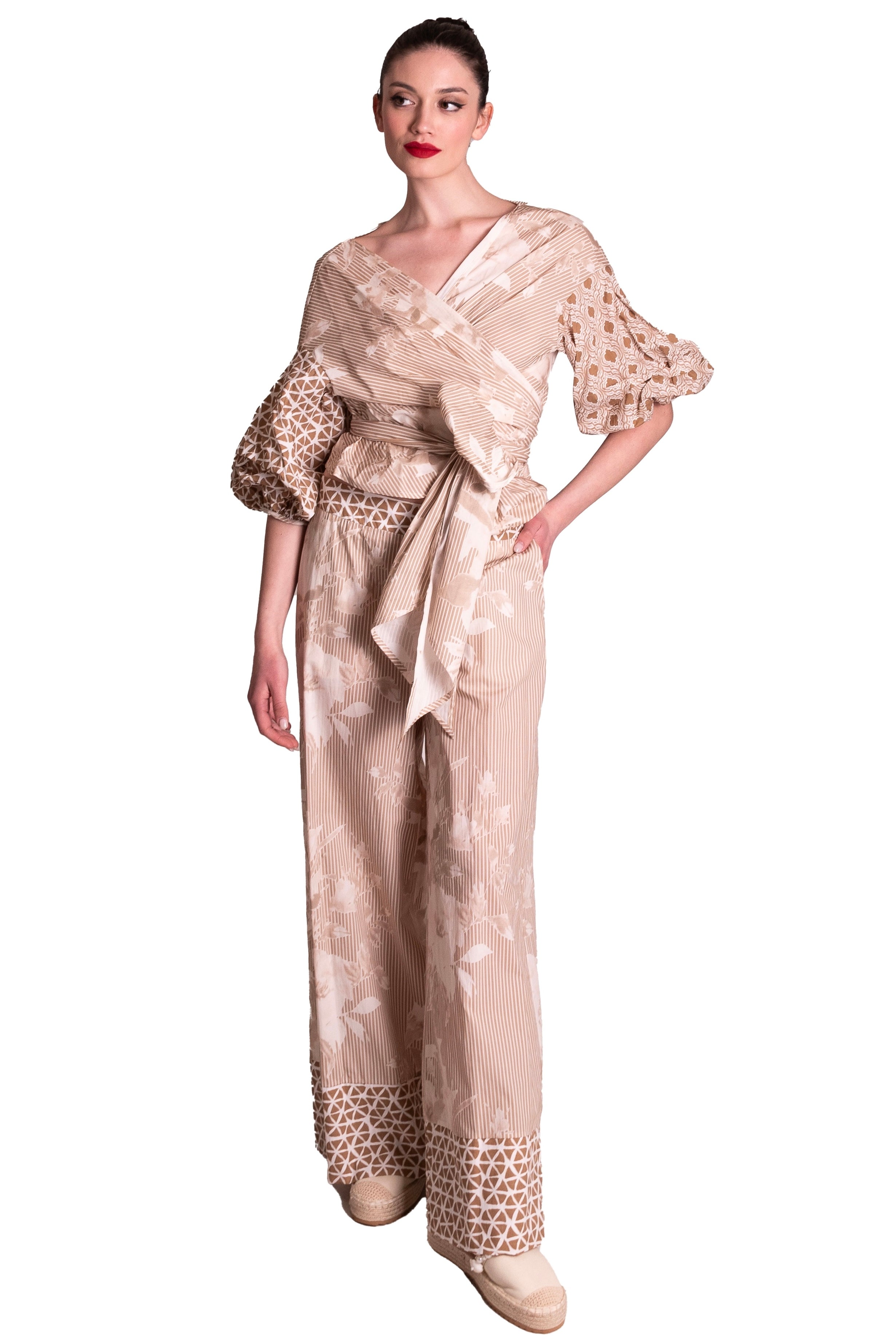 Pantalone palazzo in cotone floreale LAFTY LIE