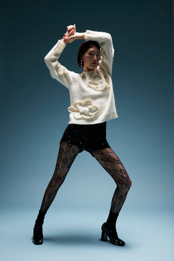 Maglia lavorazione a rilievo con perline Z.O.E.