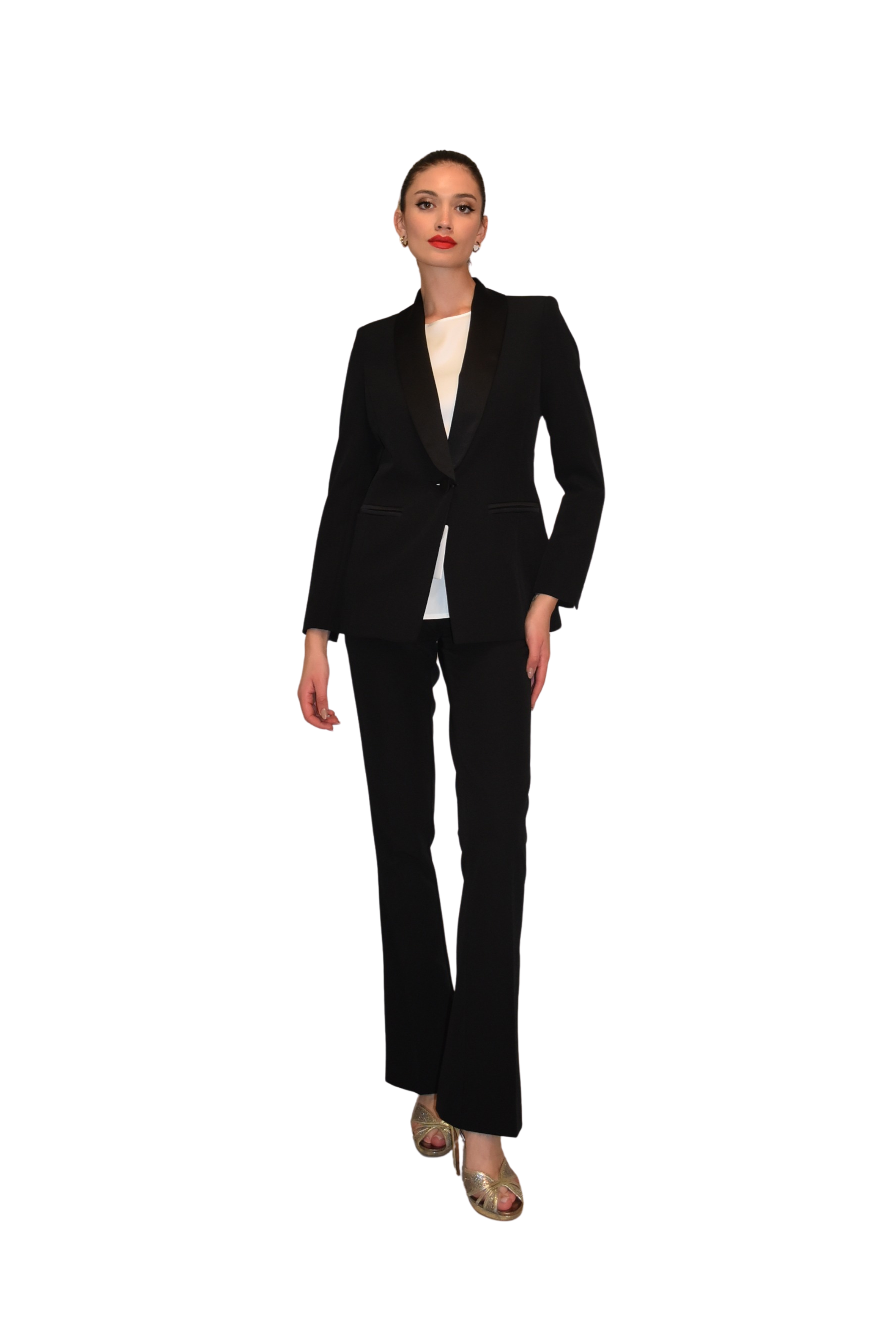 Pantalone a trombetta con bande di raso CLO'