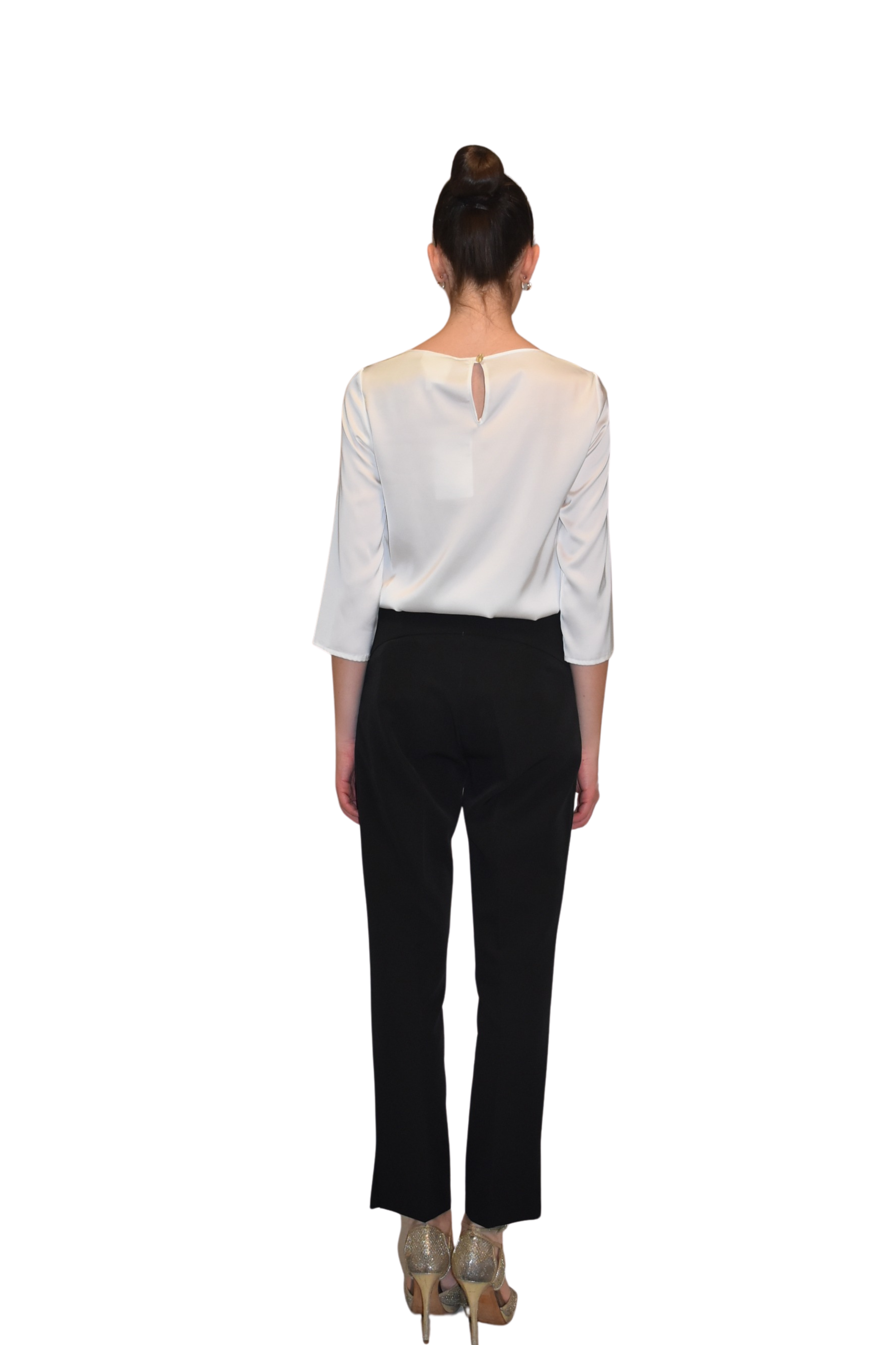 Pantaloni a vita alta con bottoni dorati CLO'