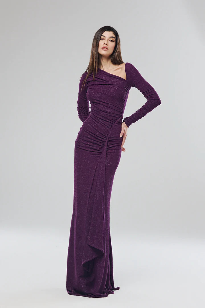 Abito lungo fasciante in tessuto metallizzato ATELIER LEGORA