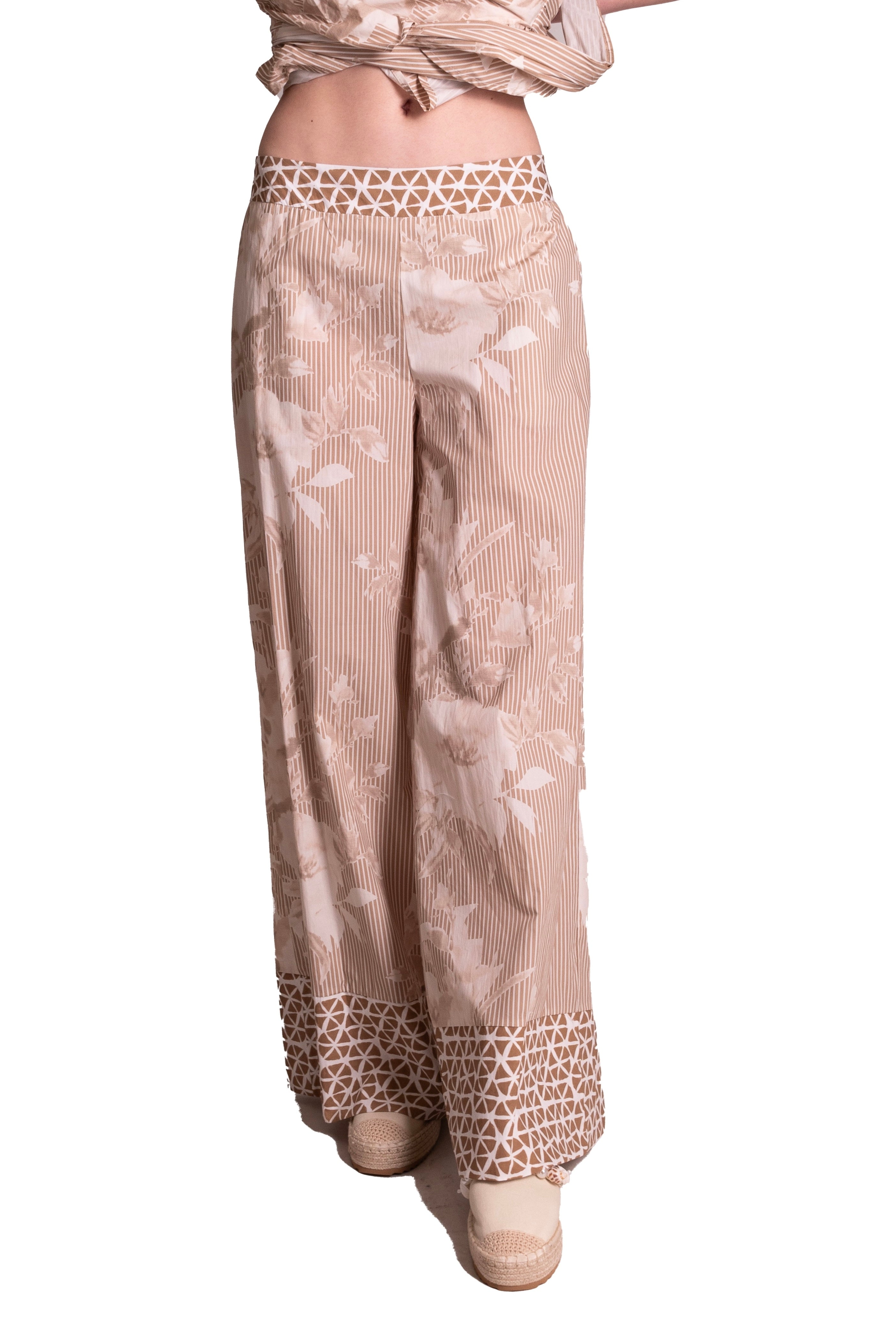 Pantalone palazzo in cotone floreale LAFTY LIE