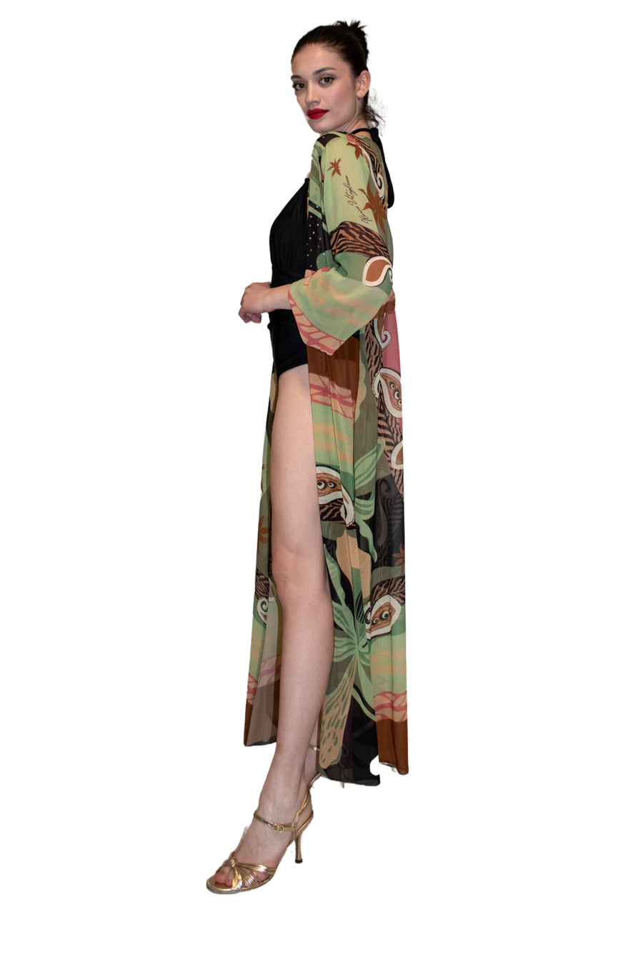 Kimono lungo in georgette stampata ILARIA VITAGLIANO