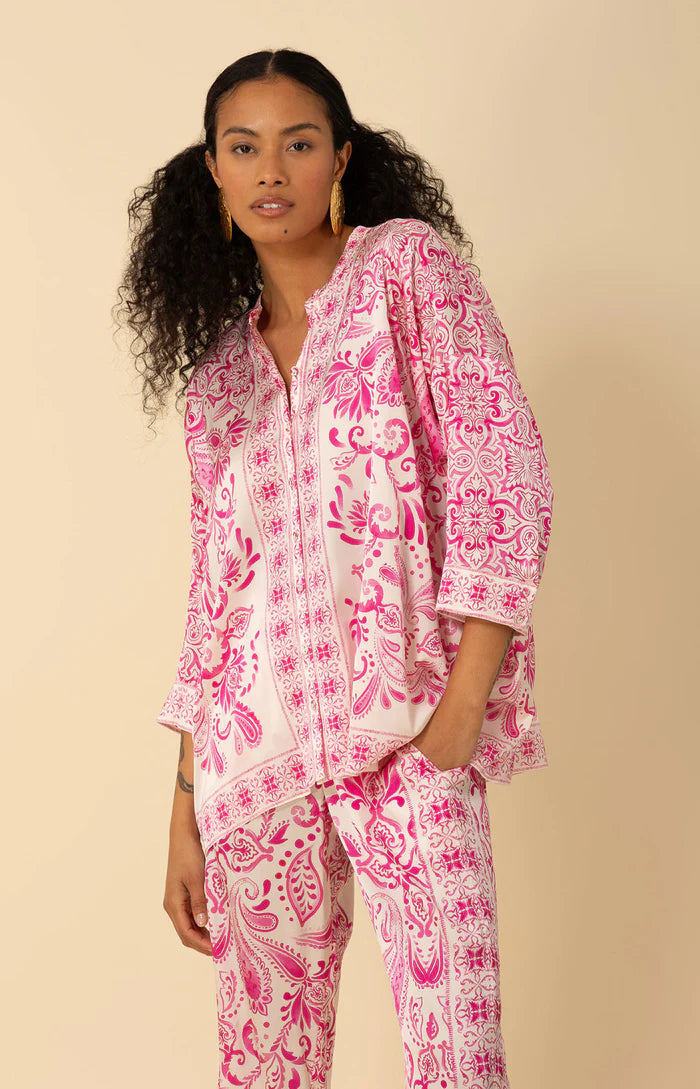 Camicia di raso in seta stampata HALE BOB