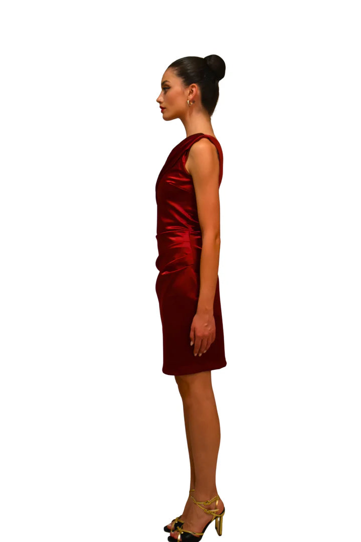 Abito Zenax in satin con scollo Asimmetrico CHIARA BONI