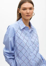 Nuova Collezione Camicia Di cotone a righe con cristalli LOLA CASADEMUNT