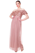 Abito lungo di tulle con corpino paillettes LIPSY