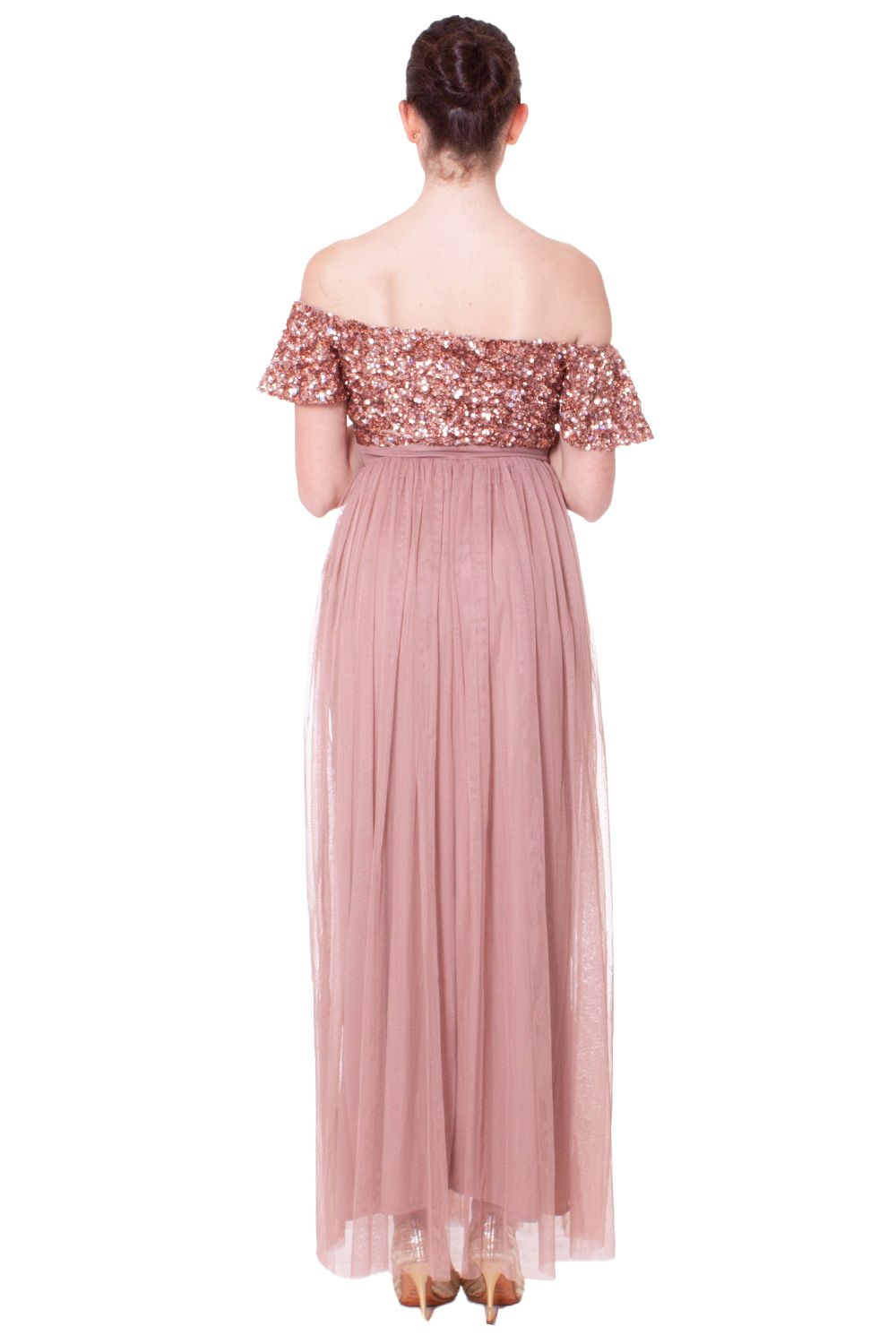 Abito lungo di tulle con corpino paillettes LIPSY