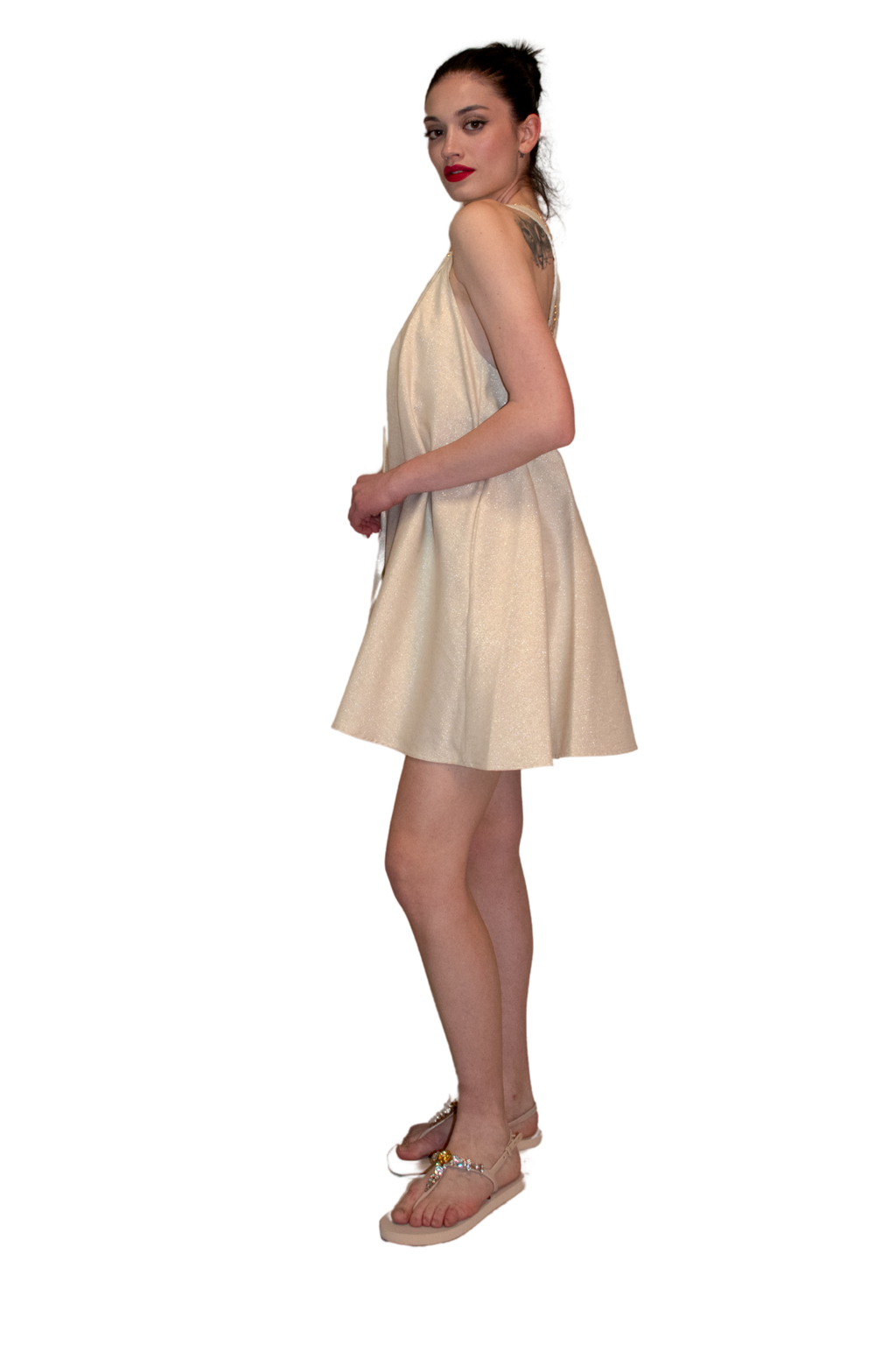 Abito svasato in misto lino laminato DRYCRI