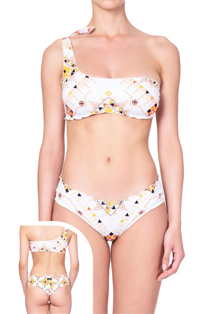 Costume bikini fascia fantasia con coppe imbottite F**K