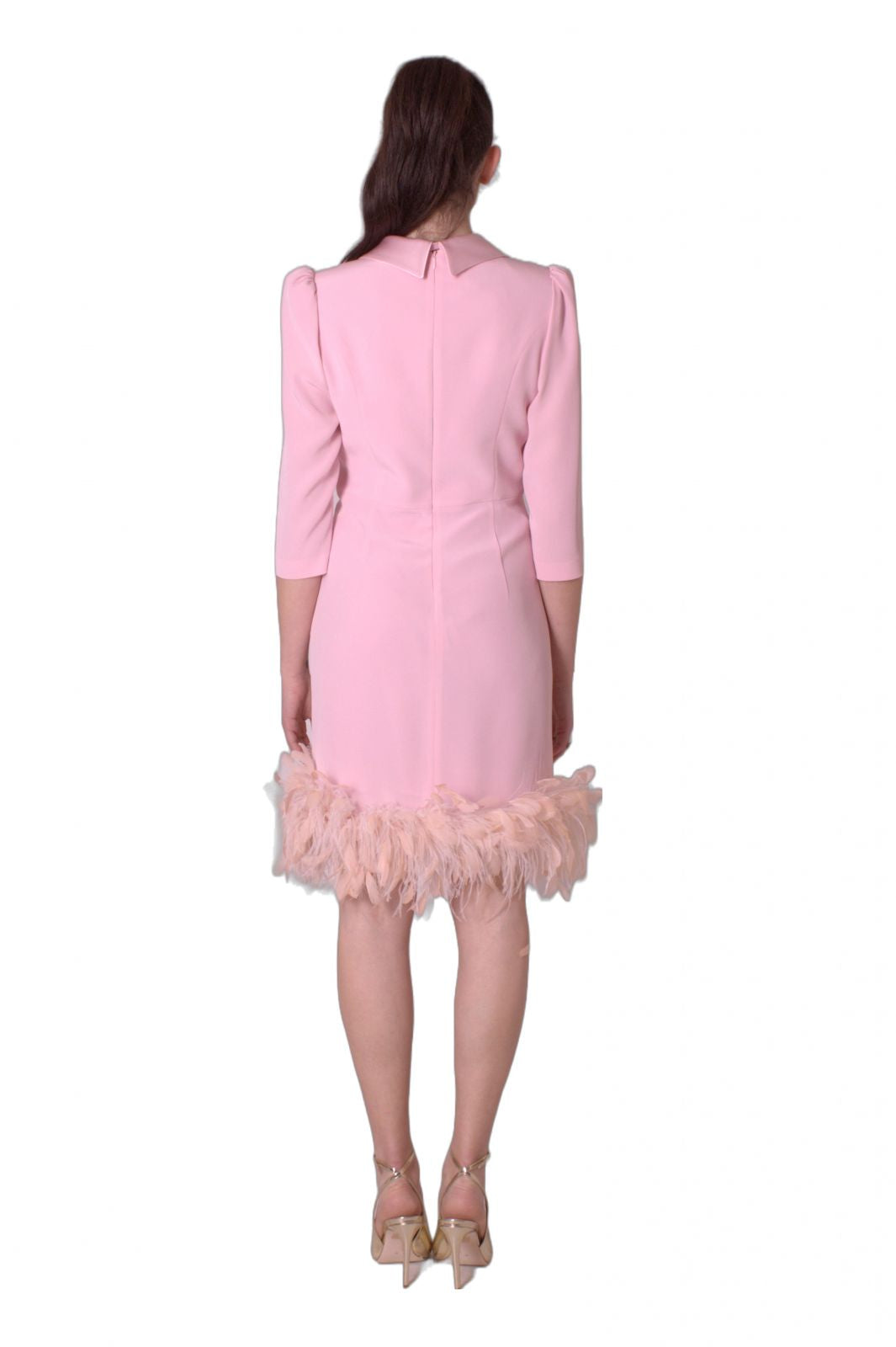 Abito in cady con piume NICOLA D'ERRICO