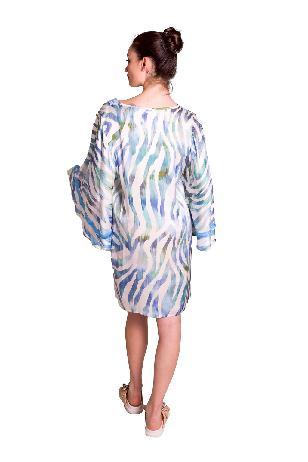 Caftano corto stampato con passamanerie PHO