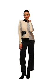 Maglia misto cashmere ricamo fiore LAFTY LIE