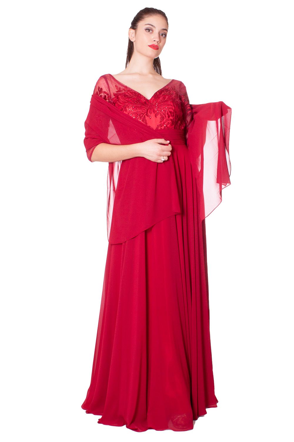 Abito lungo con corpino ricamato ENVIER'