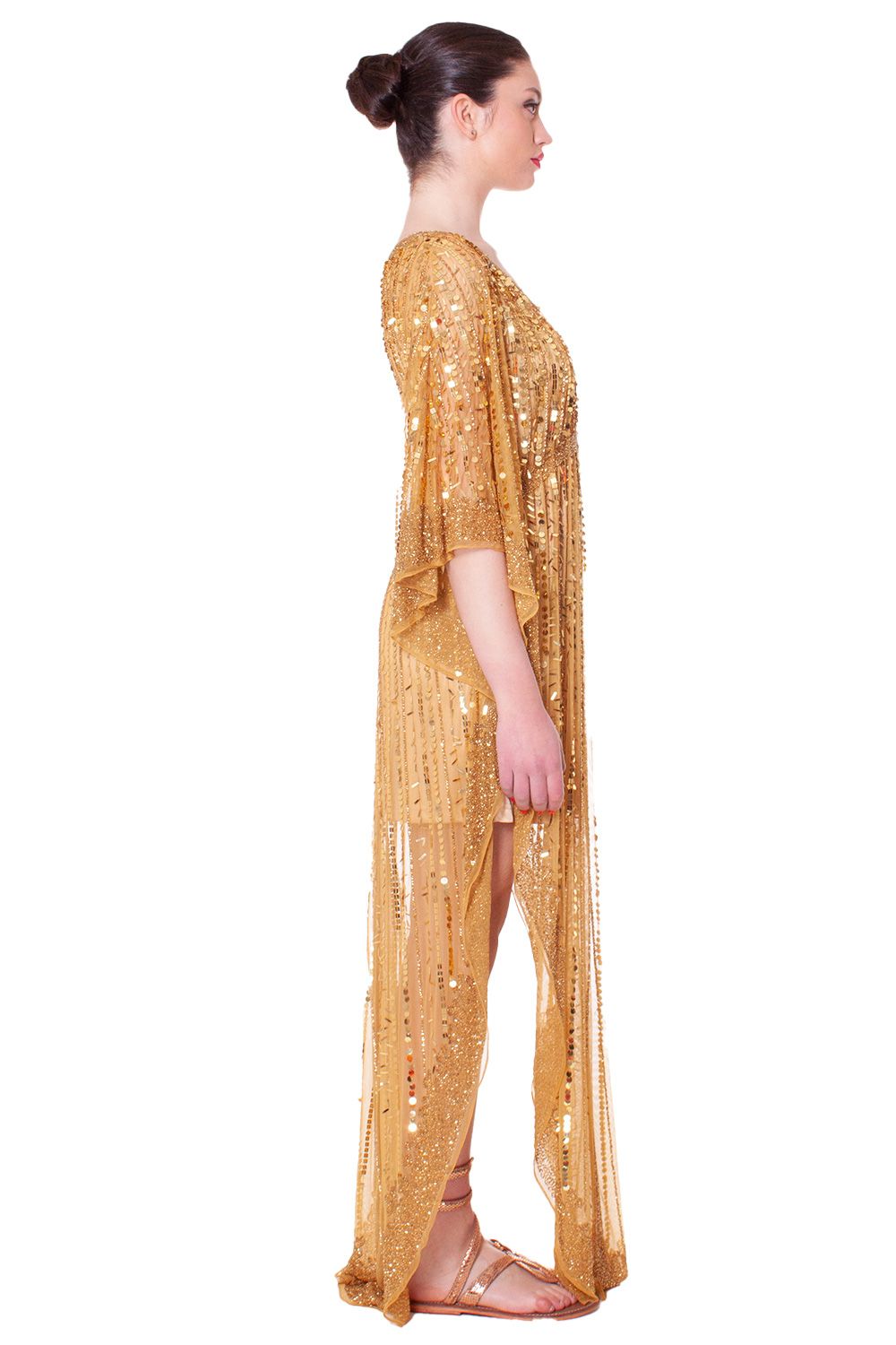 Kaftano Lungo Ricamato Oro FEMME 5